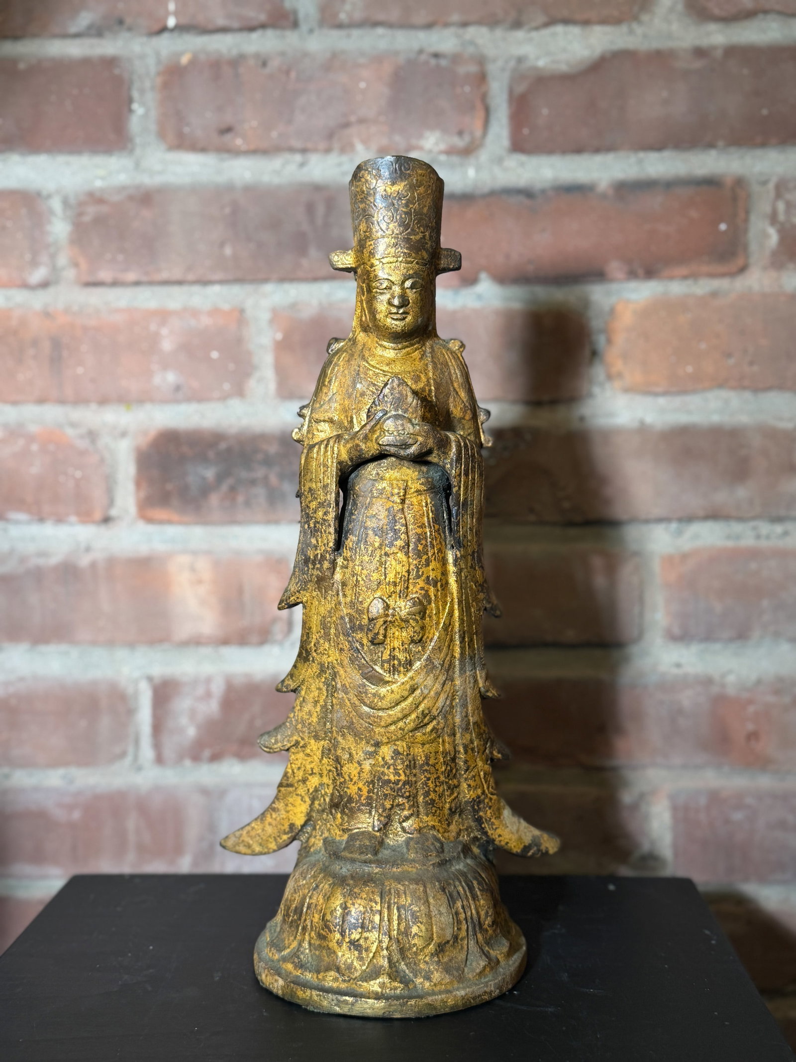 JAPANESE BRONZE STANDING FIGURINE: Japanese bronze standing figurine. Dimensions: Height: 14.75 in. (37.5 cm). Note: This item is in New York, where it can be shipped from.