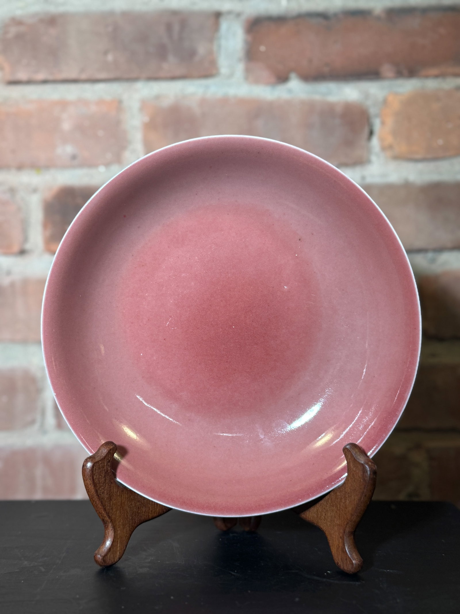 CHINESE COPPER-RED MONOCHROME PORCELAIN DISH: Chinese copper-red porcelain dish with six-character mark. Dimensions: Diameter: 8.75 in. (22.2 cm). Note: This item is in New York, where it can be shipped from.
