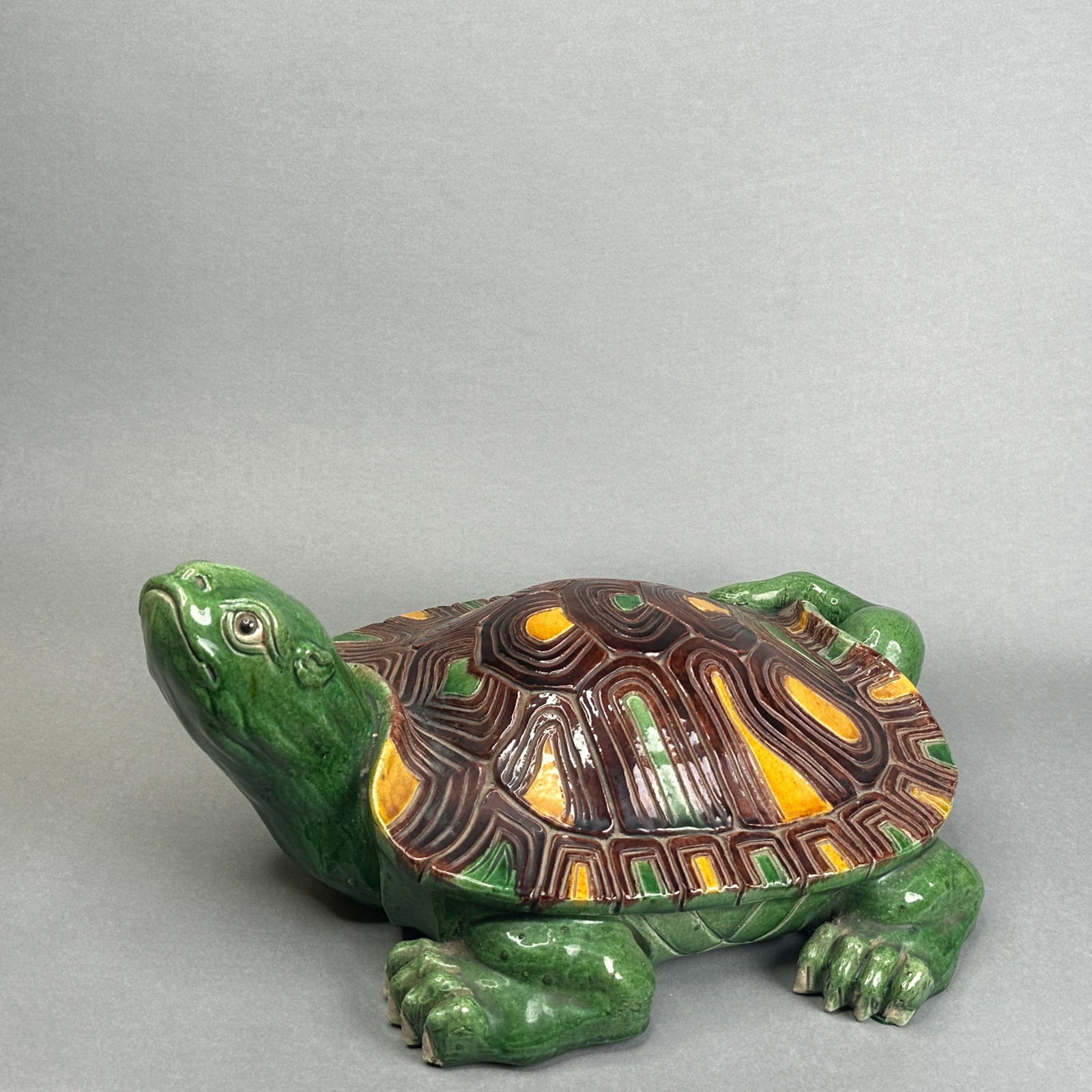 JAPANESE CERAMIC TURTLE: Japanese ceramic turtle. Dimensions: Length: 19 in. (48.3 cm); Width: 13 in. (33.0 cm); Height: 9 in. (22.9 cm). Note: This item is in New York, where it can be shipped from.