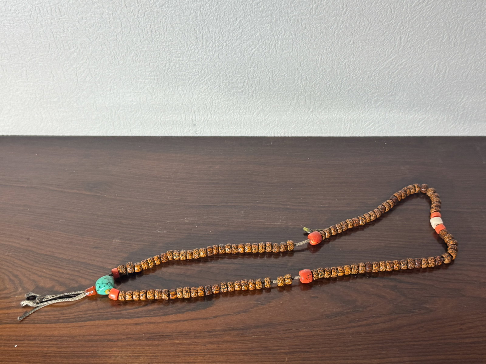 CHINESE PRAYER BEAD NECKLACE: Chinese prayer bead necklace. Dimensions: Circumference: 30 in. (76.2 cm). Note: This item is in New York, where it can be shipped from.