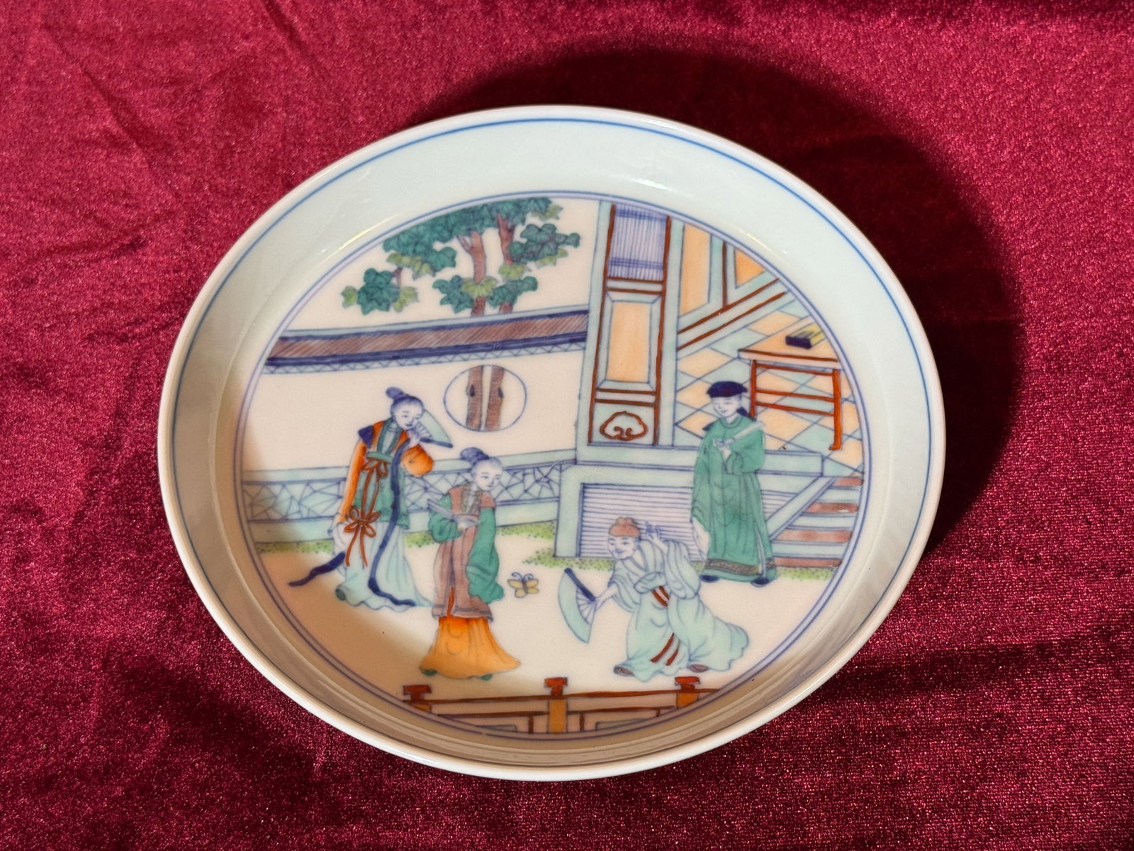 CHINESE DOUCAI PORCELAIN DISH WITH SCHOLAR SCENE (1 of 10)