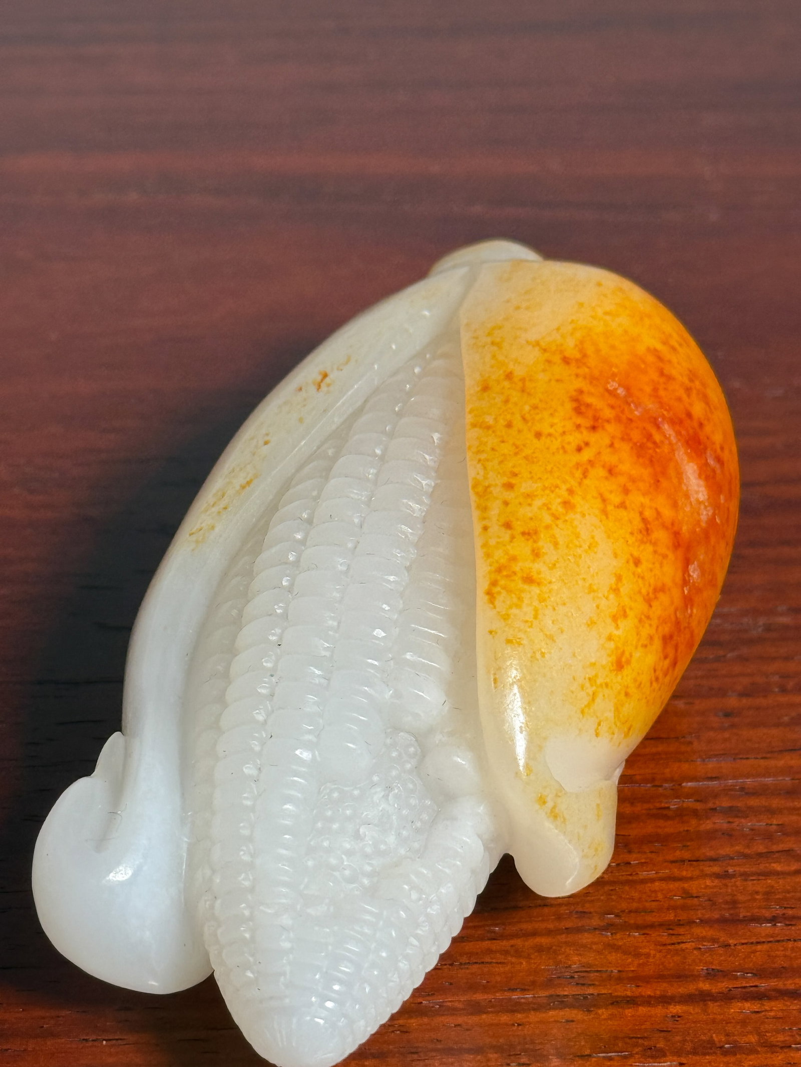 CHINESE WHITE JADE CORN CARVING - 4