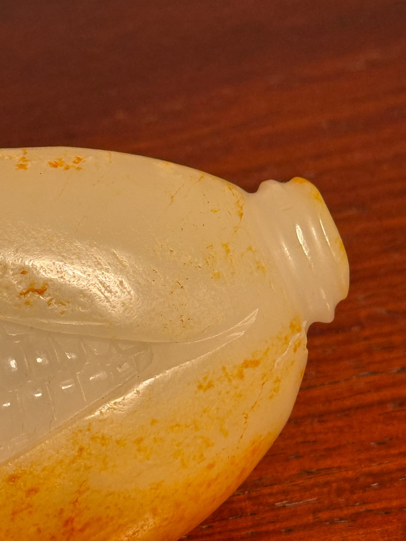 CHINESE WHITE JADE CORN CARVING - 8