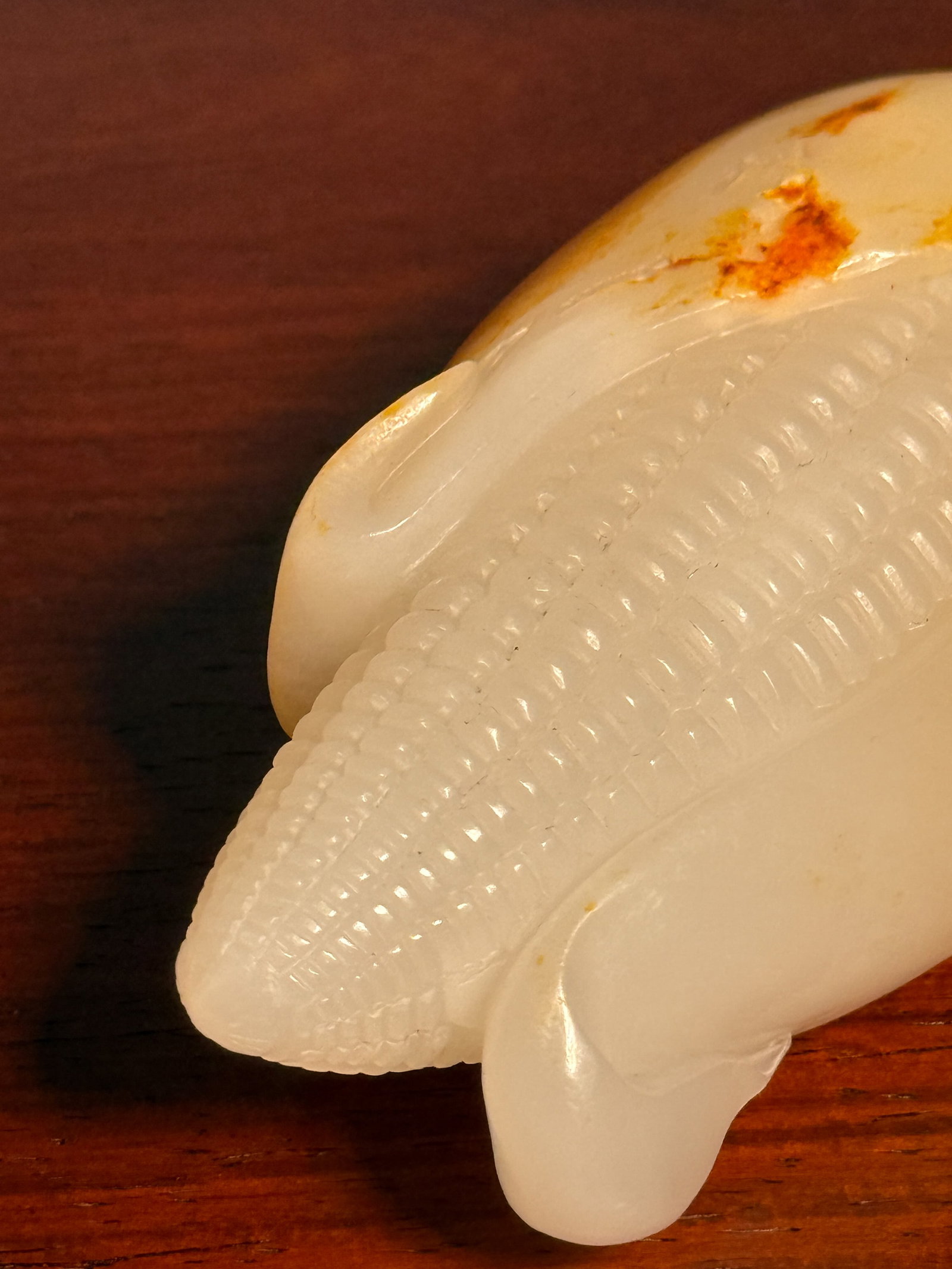 CHINESE WHITE JADE CORN CARVING - 9