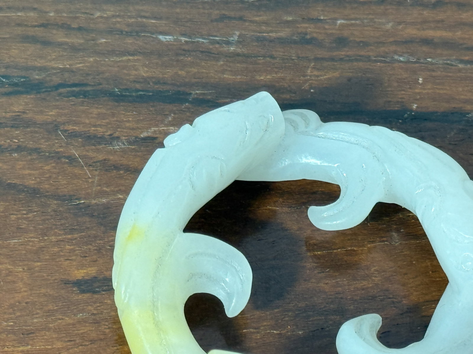 CHINESE CARVED JADE THREE-FISH RING - 3