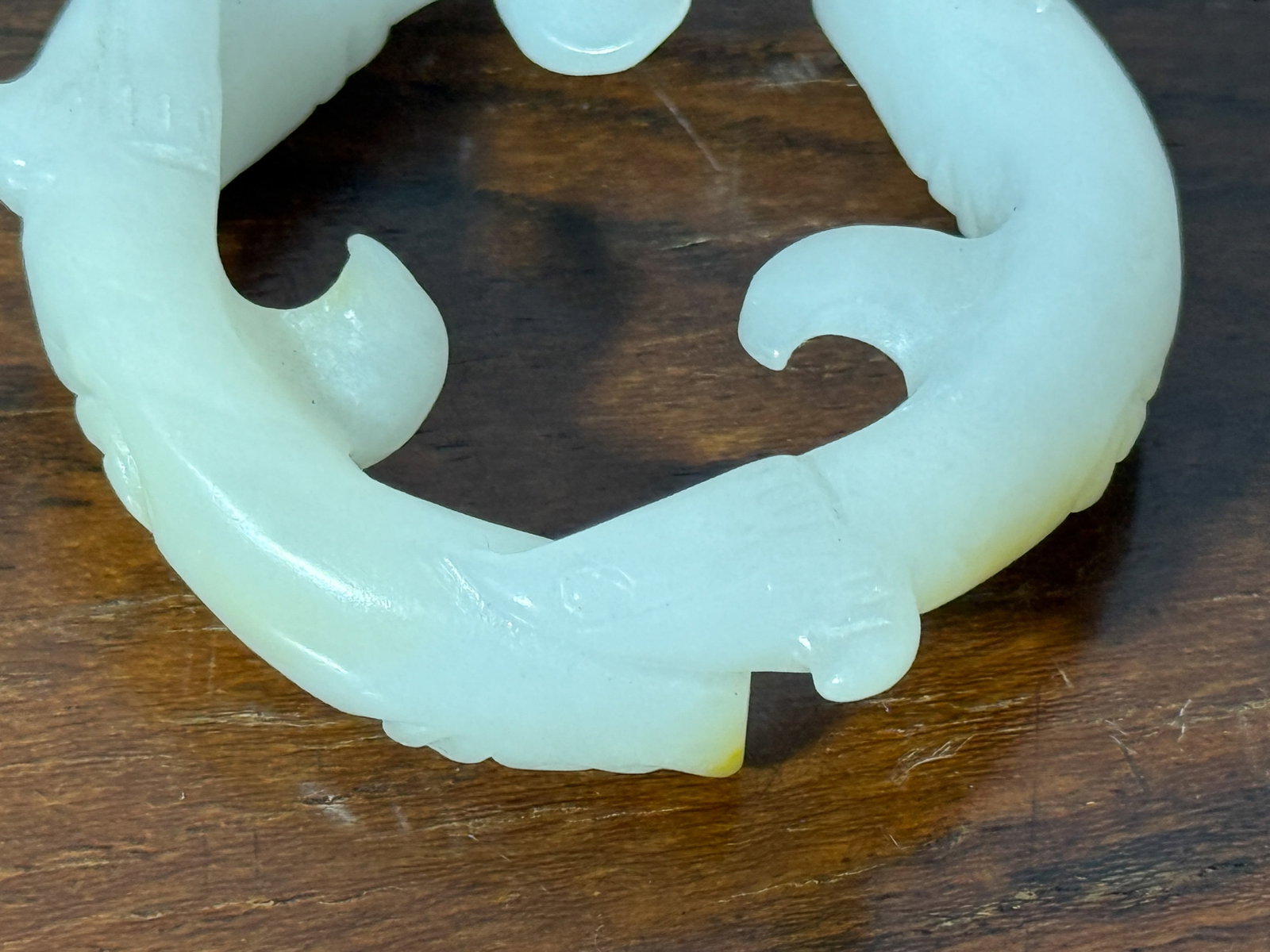 CHINESE CARVED JADE THREE-FISH RING - 7