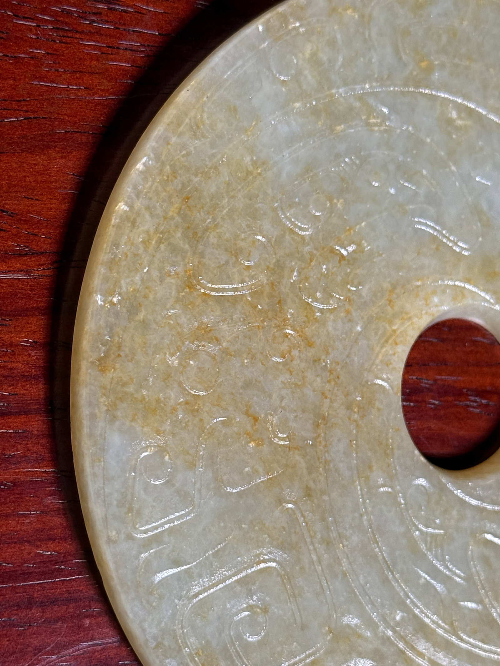 LARGE CHINESE CELADON JADE BI - 3