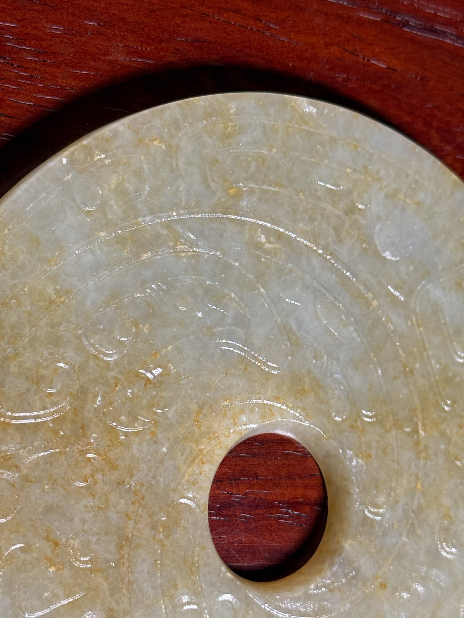 LARGE CHINESE CELADON JADE BI - 4