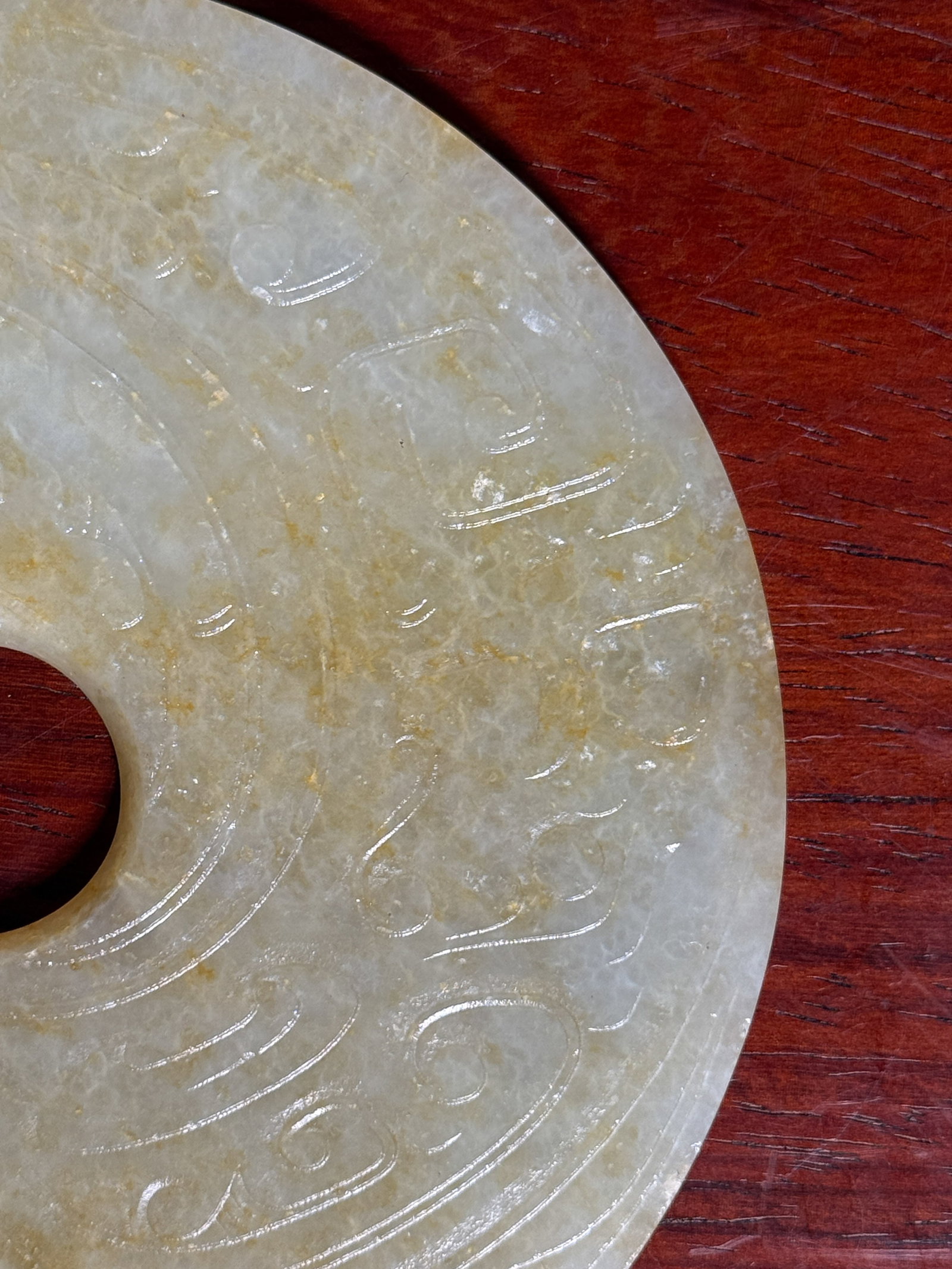 LARGE CHINESE CELADON JADE BI - 6