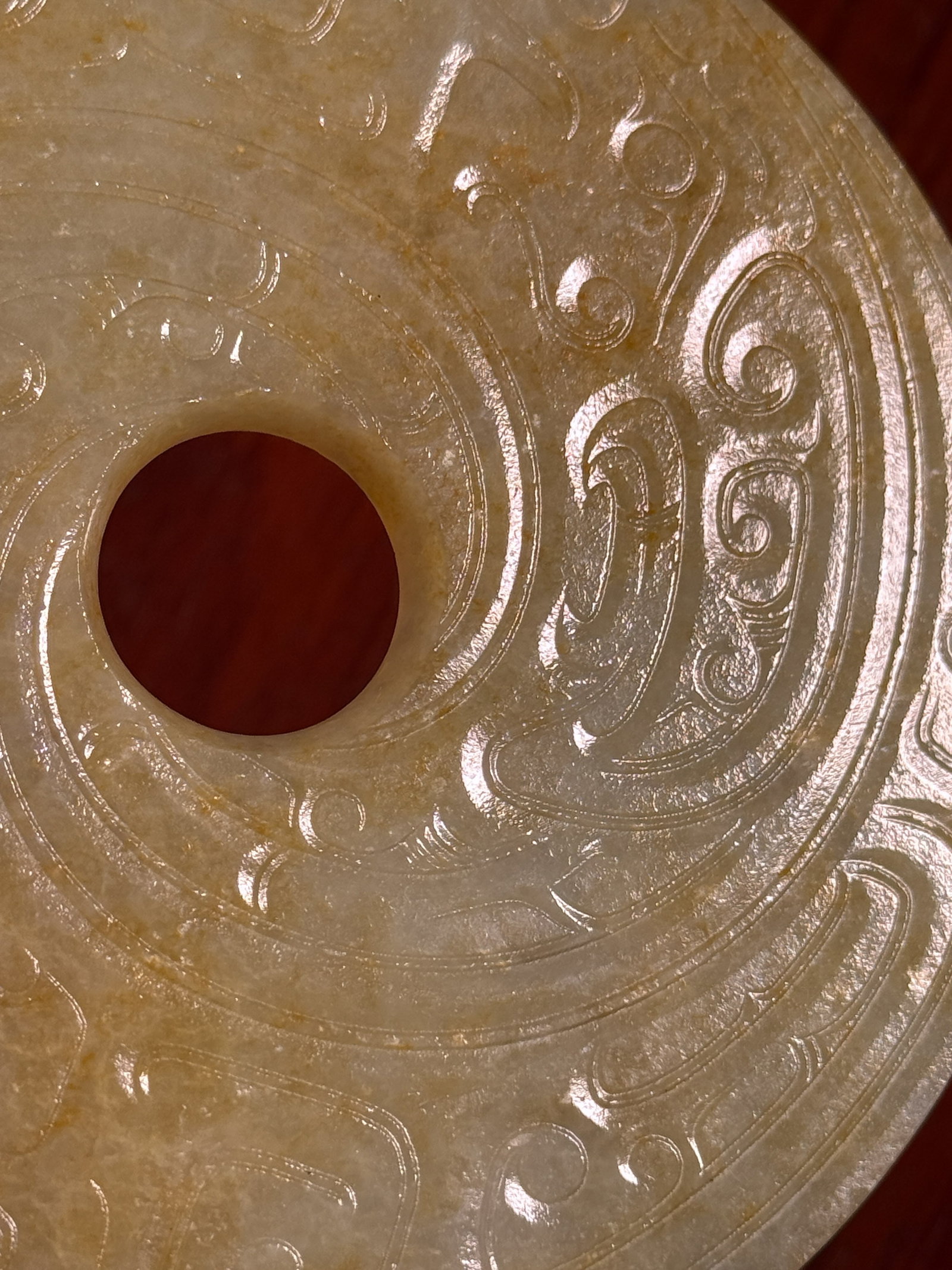 LARGE CHINESE CELADON JADE BI - 7
