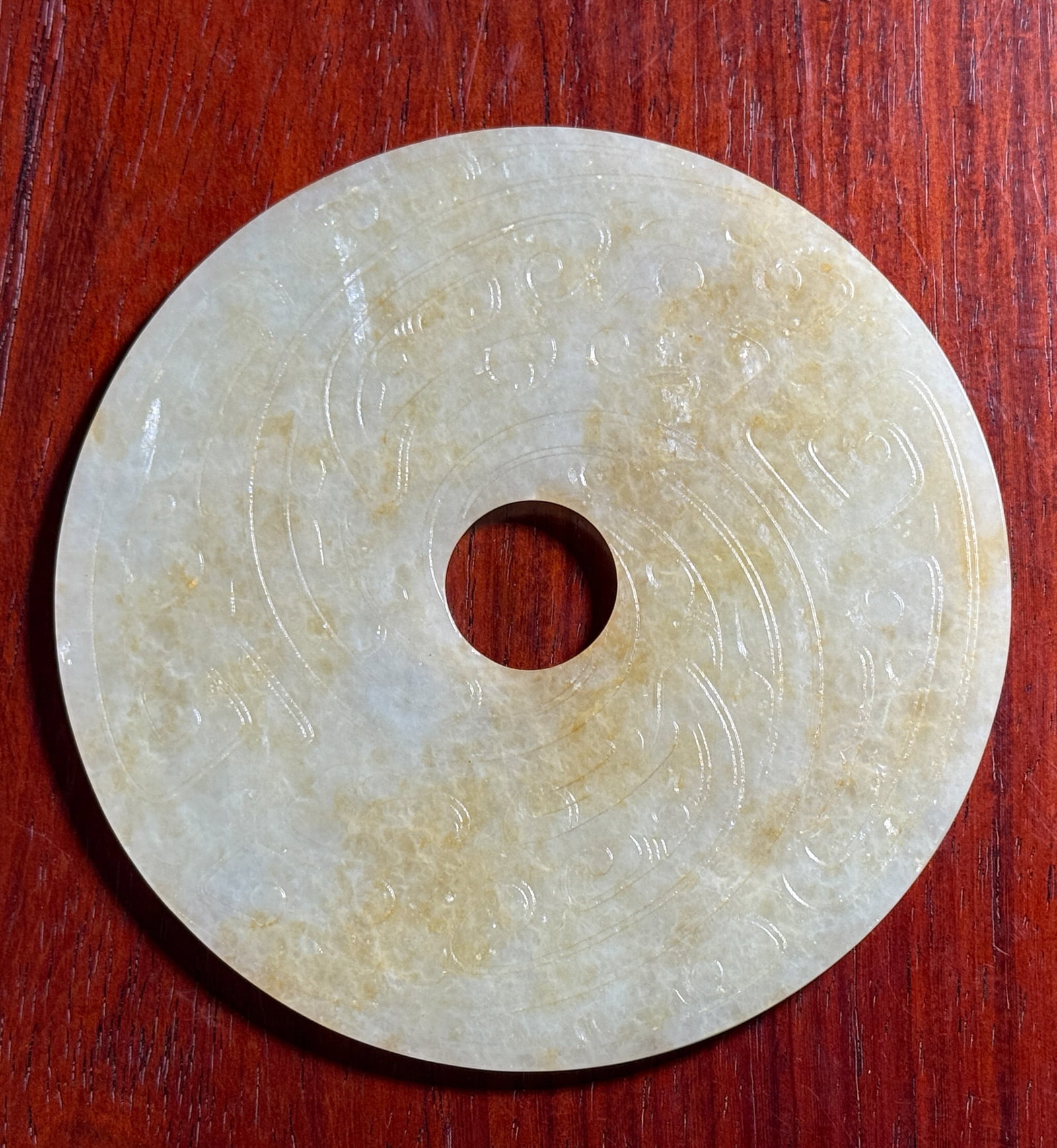 LARGE CHINESE CELADON JADE BI - 8