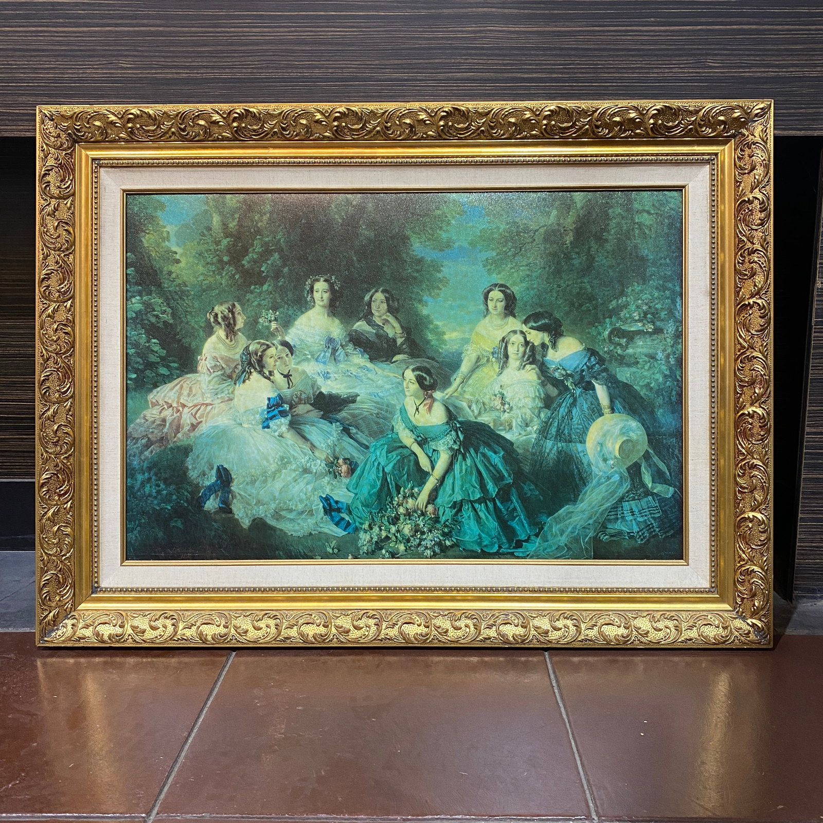 FRANZ XAVIER WINTERHALTER (GERMAN, 1805-1873), AFTER, PRINT: After Franz Xavier Winterhalter (German, 1805-1873), "Empress Eugenie." Print on canvas. Image: 19.69"h x 29.53"w (50 x 75 cm); Overall (with frame): 27.95"h x 37.8"w (71 x 96 cm)
