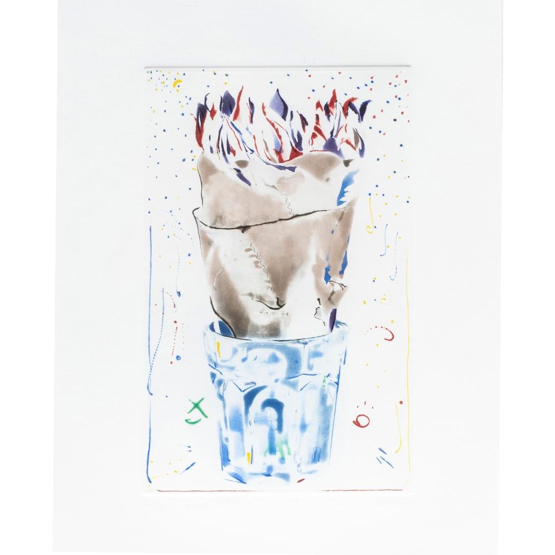 JOSEPH GOLDYNE (AMERICAN, B. 1942), PRINT: Joseph Goldyne (American, b. 1942), "Red, White and Blue Floral." Etching in colors, pencil signed and titled, edition 22/50. Image/plate: 10"h x 6"w (25.4 x 15.24 cm) Overall (with frame): 22.25"h x 