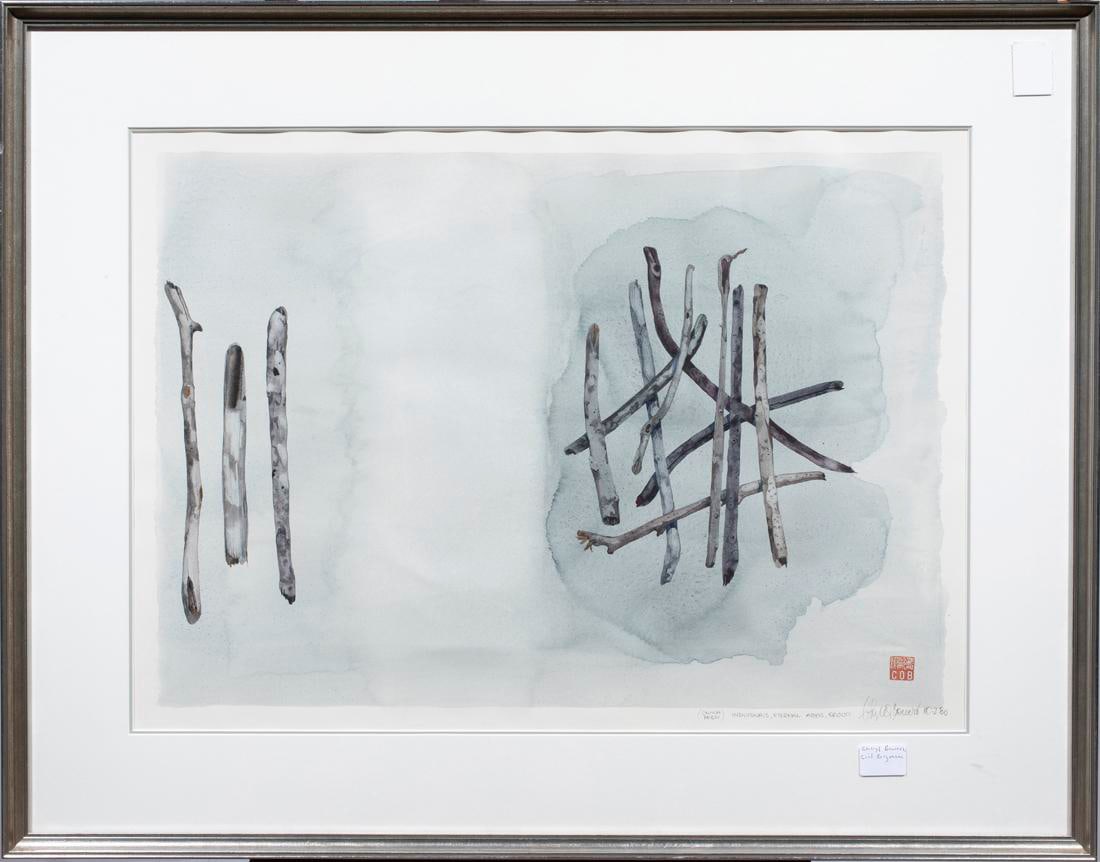 CIEL BERGMAN (CHERYL BOWER), WATERCOLOR: Ciel Bergman (Cheryl Bower) (American, 1938-2017), "Individuals, Eternal Abyss, Group," 1980. Watercolor, signed, dated and titled lower right, stamped lower right. Overall (With Frame): 28"h x 36"w
