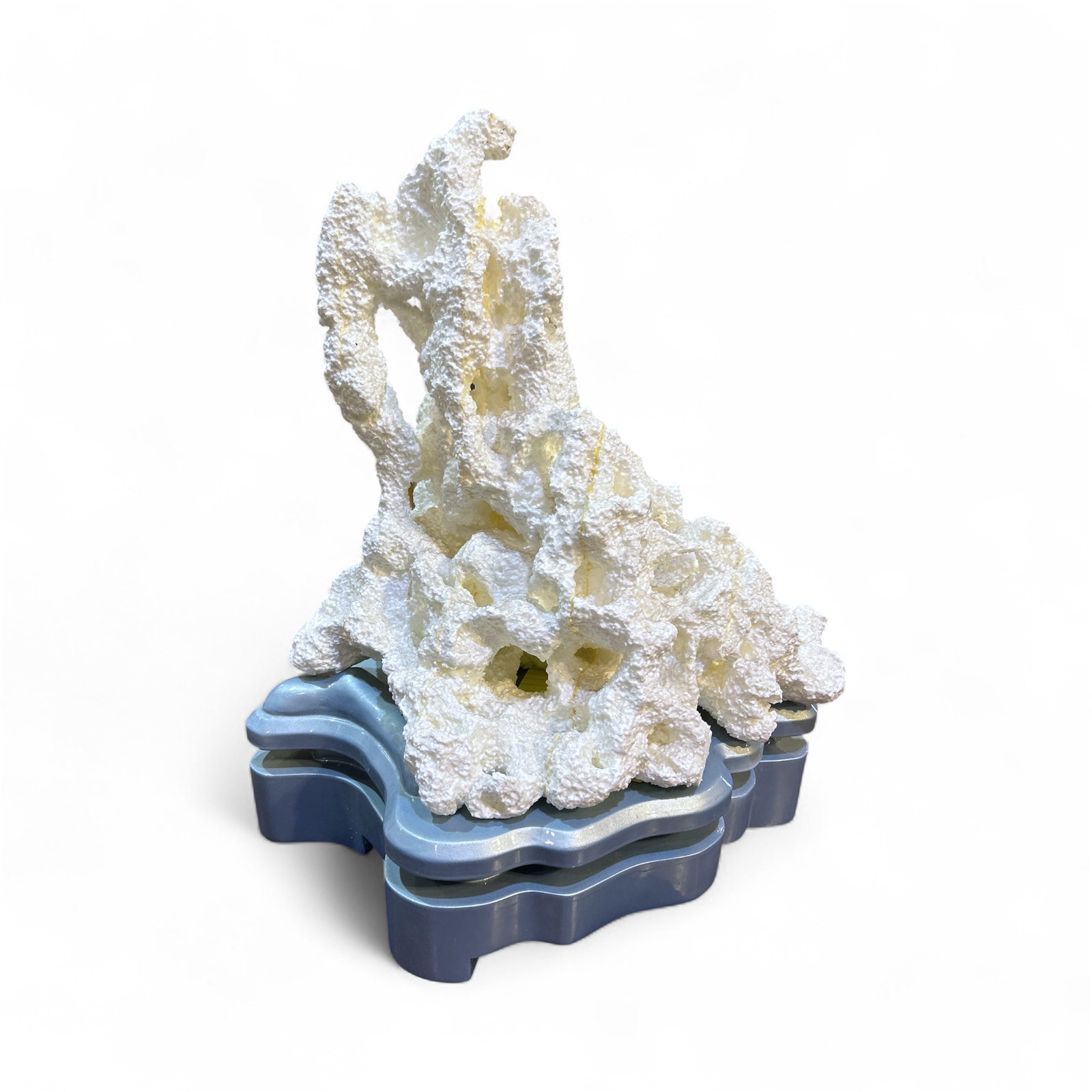 ANDREA COHEN (AMERICAN, CONTEMPORARY), SCULPTURE: Andrea Cohen (American, 21st century), "Rock #3." Styrofoam sculpture on a plastic base, signed beneath. Overall (with base): 18"h x 15"w x 7.5"d (45.54 x 37.95 x 19 cm)
