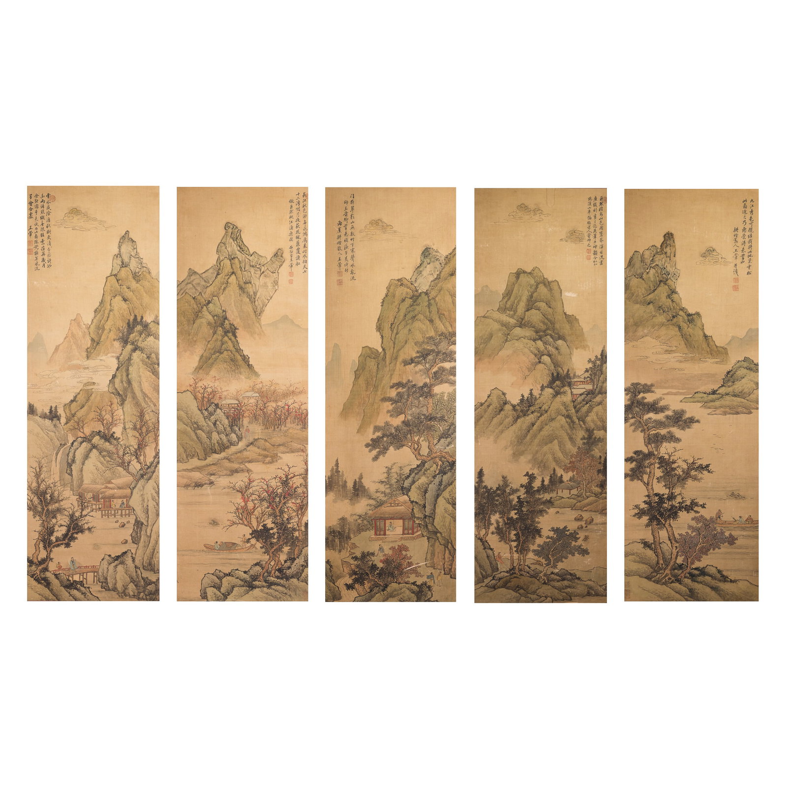 (LOT OF 5) WANG HUI (1632-1717), ATTRIBUTED TO, CHINESE PAINTING SCROLLS OF LANDSCAPE (1 of 20)