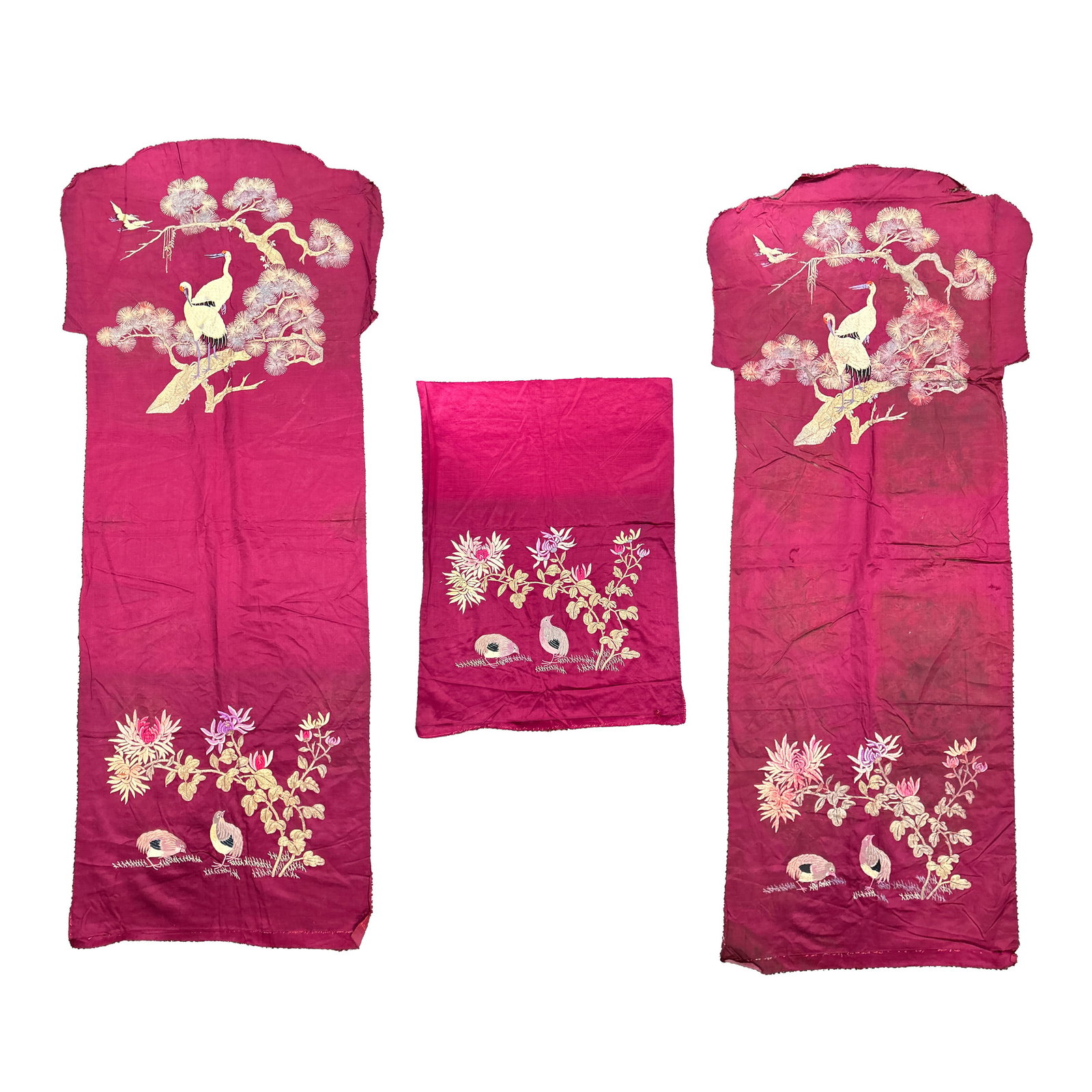 (LOT OF 3) BIRD-AND-FLOWER EMBROIDERIES (1 of 7)