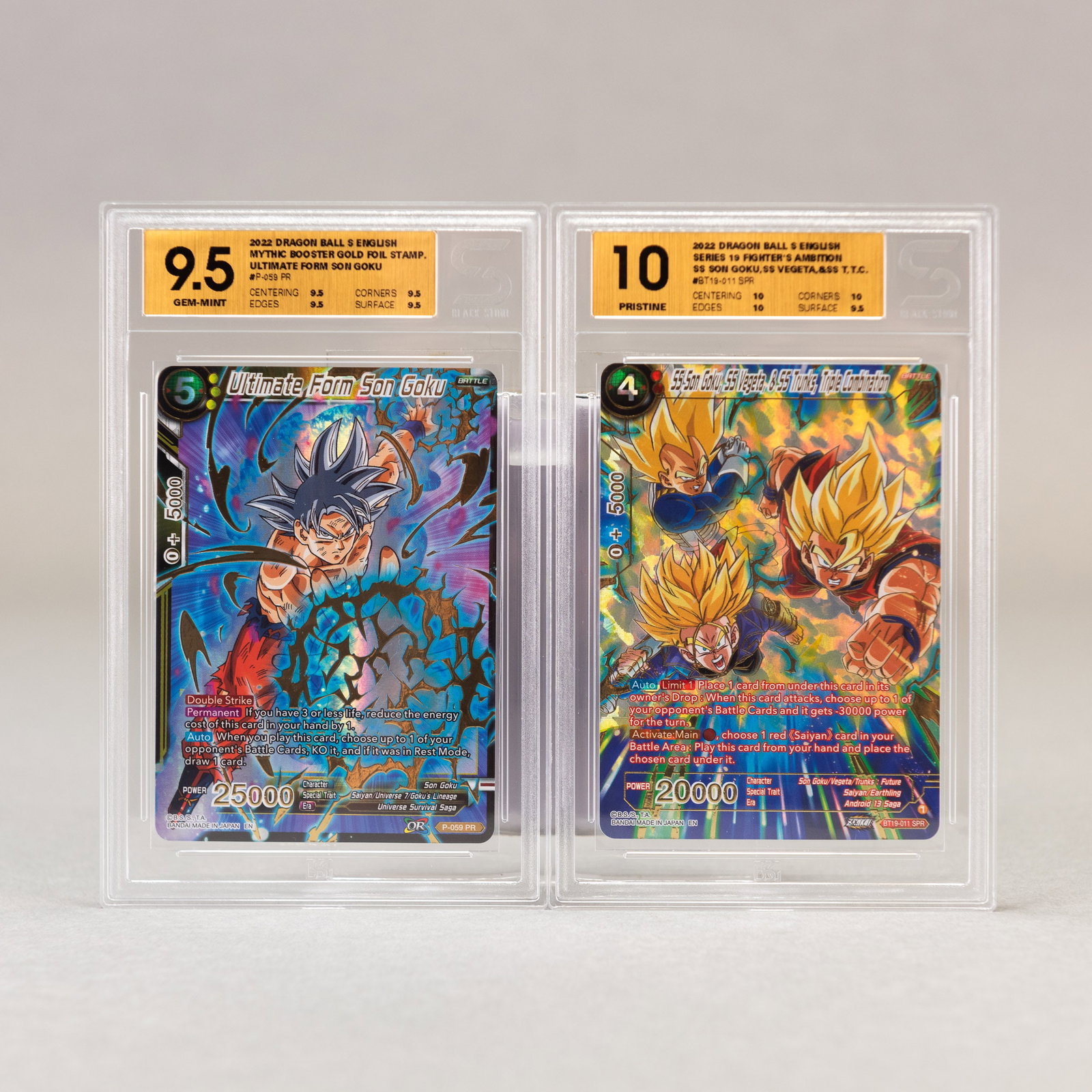 (LOT OF 2) DRAGON BALL SUPER EX: MIGHTY HEROES BLACK STONE GRADED TRADING CARDS (BANDAI, 2022) (1 of 10)