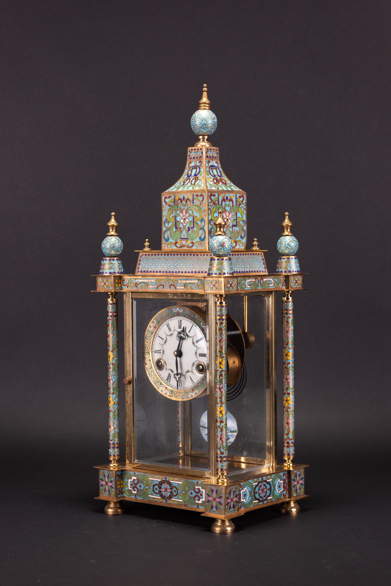 A CLOISONNE TABLE CLOCK - 11