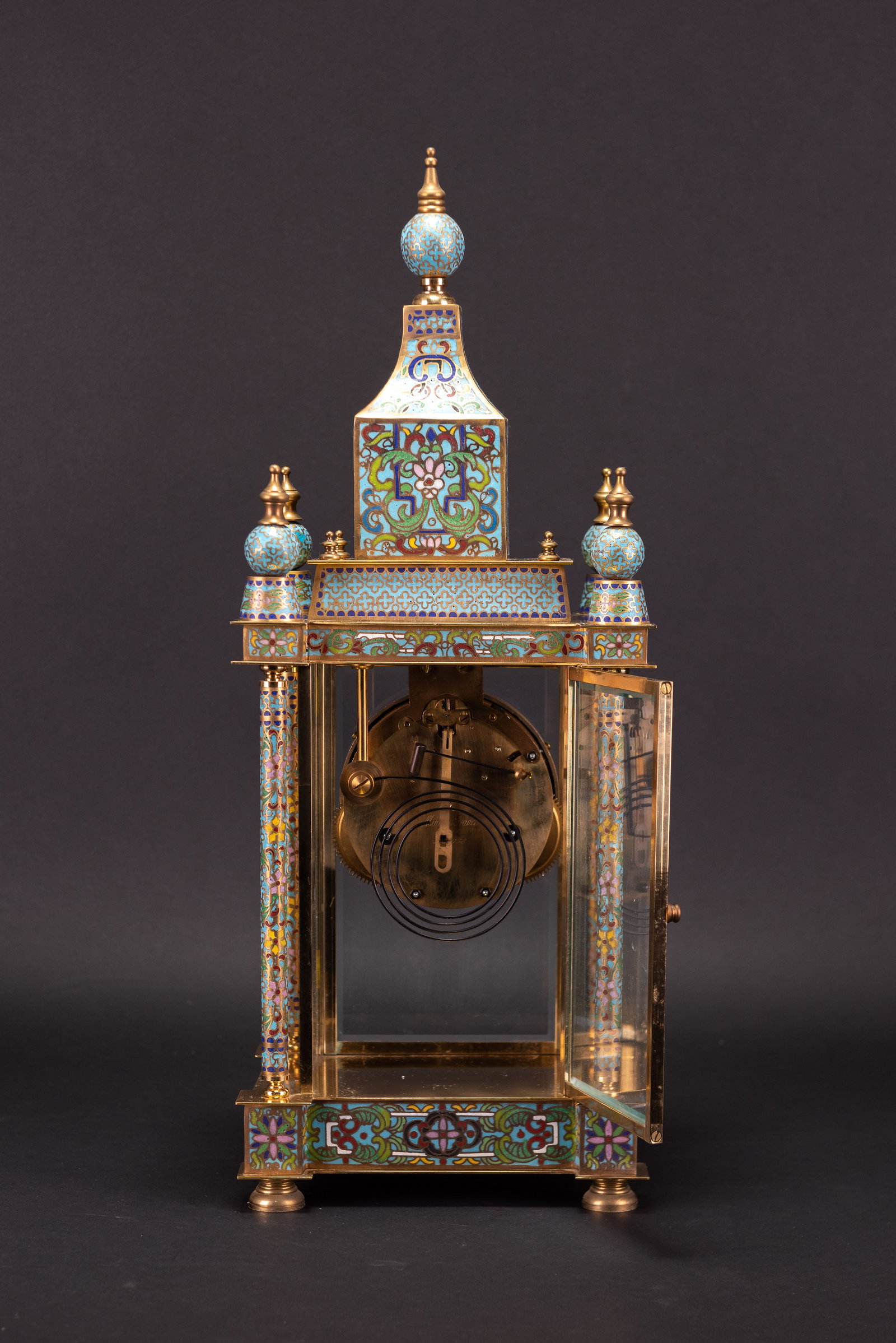 A CLOISONNE TABLE CLOCK - 12