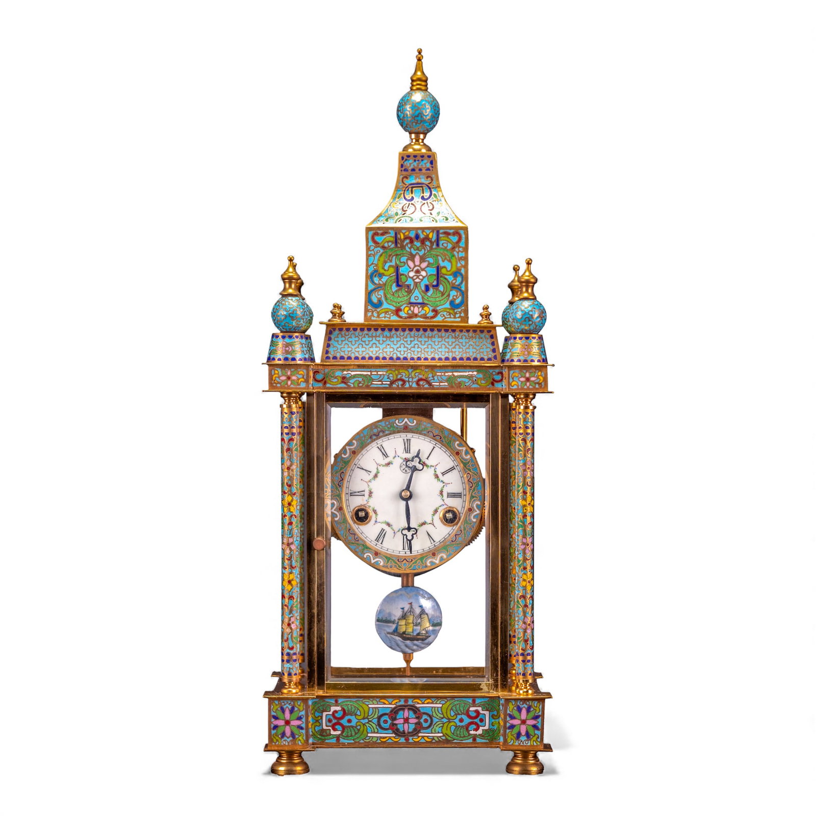 A CLOISONNE TABLE CLOCK (1 of 13)