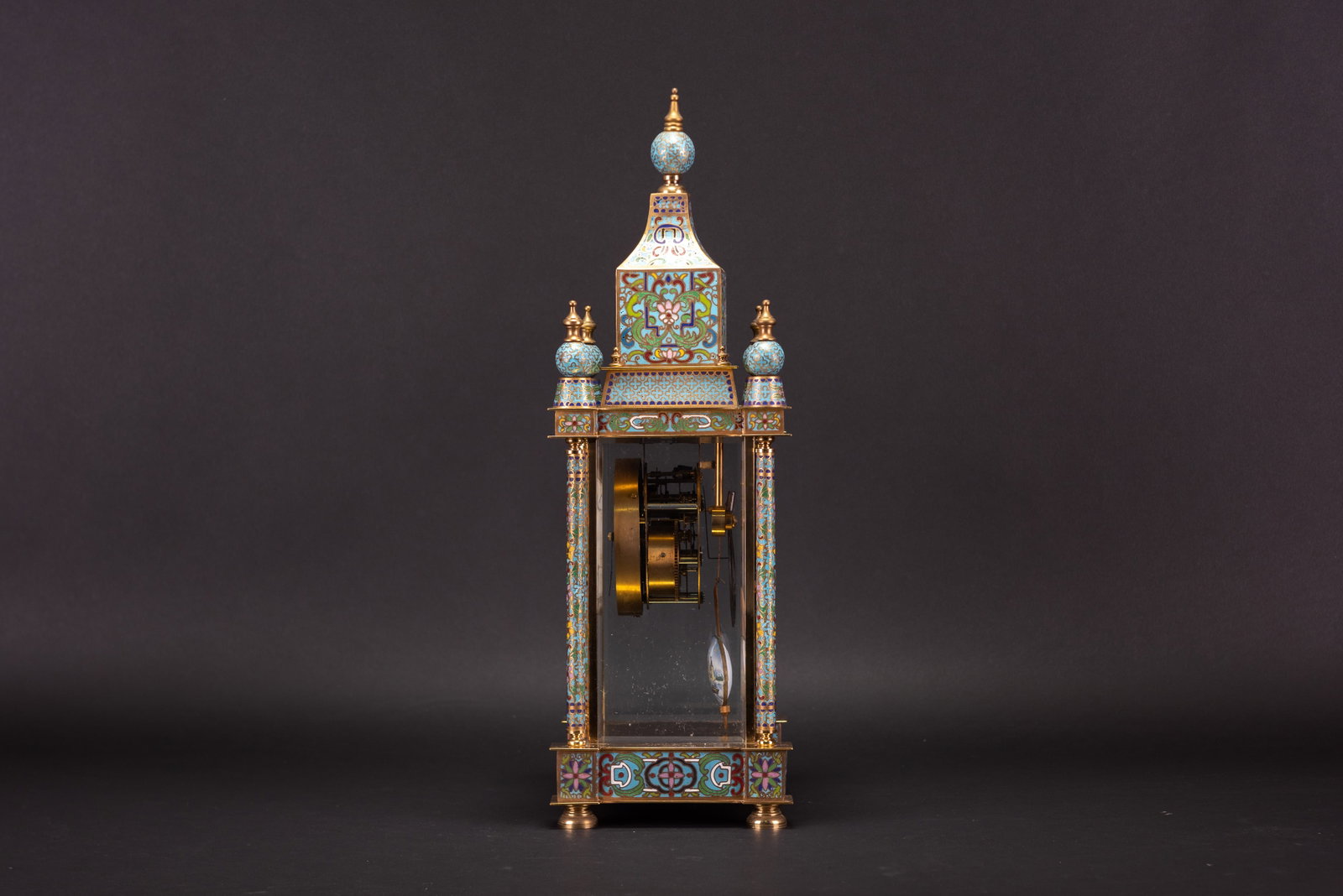 A CLOISONNE TABLE CLOCK - 3