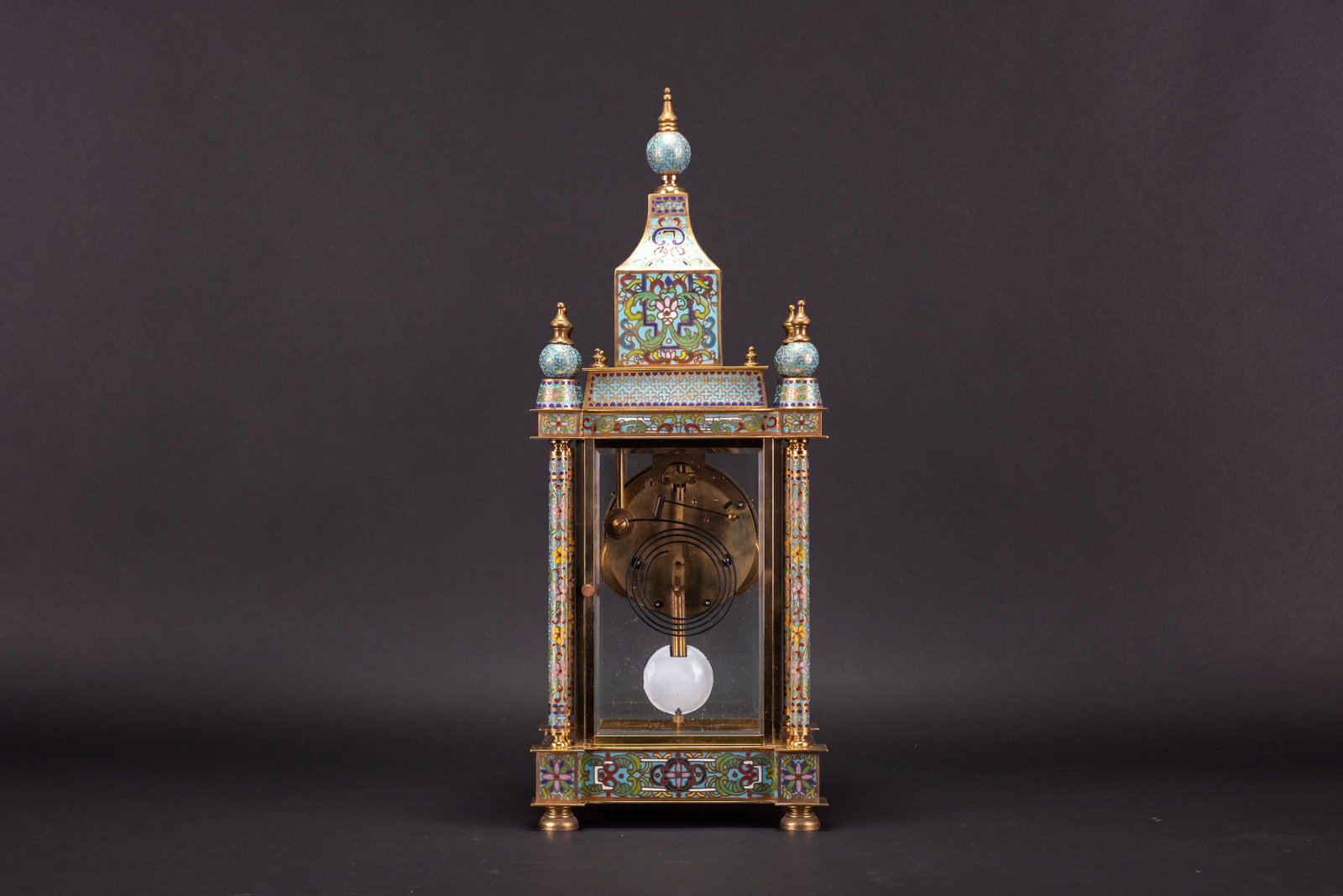 A CLOISONNE TABLE CLOCK - 4