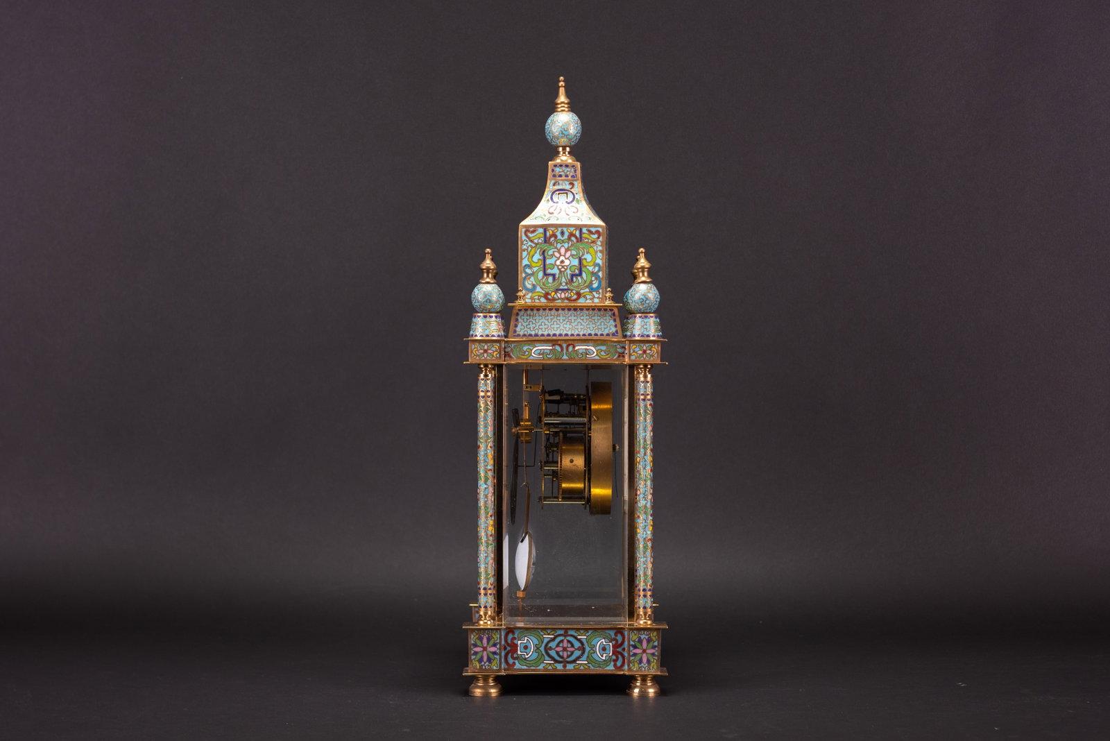 A CLOISONNE TABLE CLOCK - 5