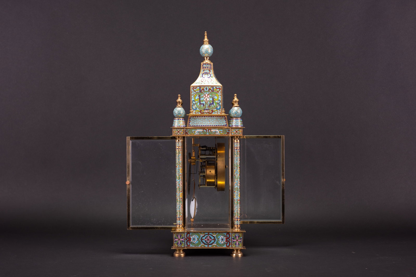 A CLOISONNE TABLE CLOCK - 6