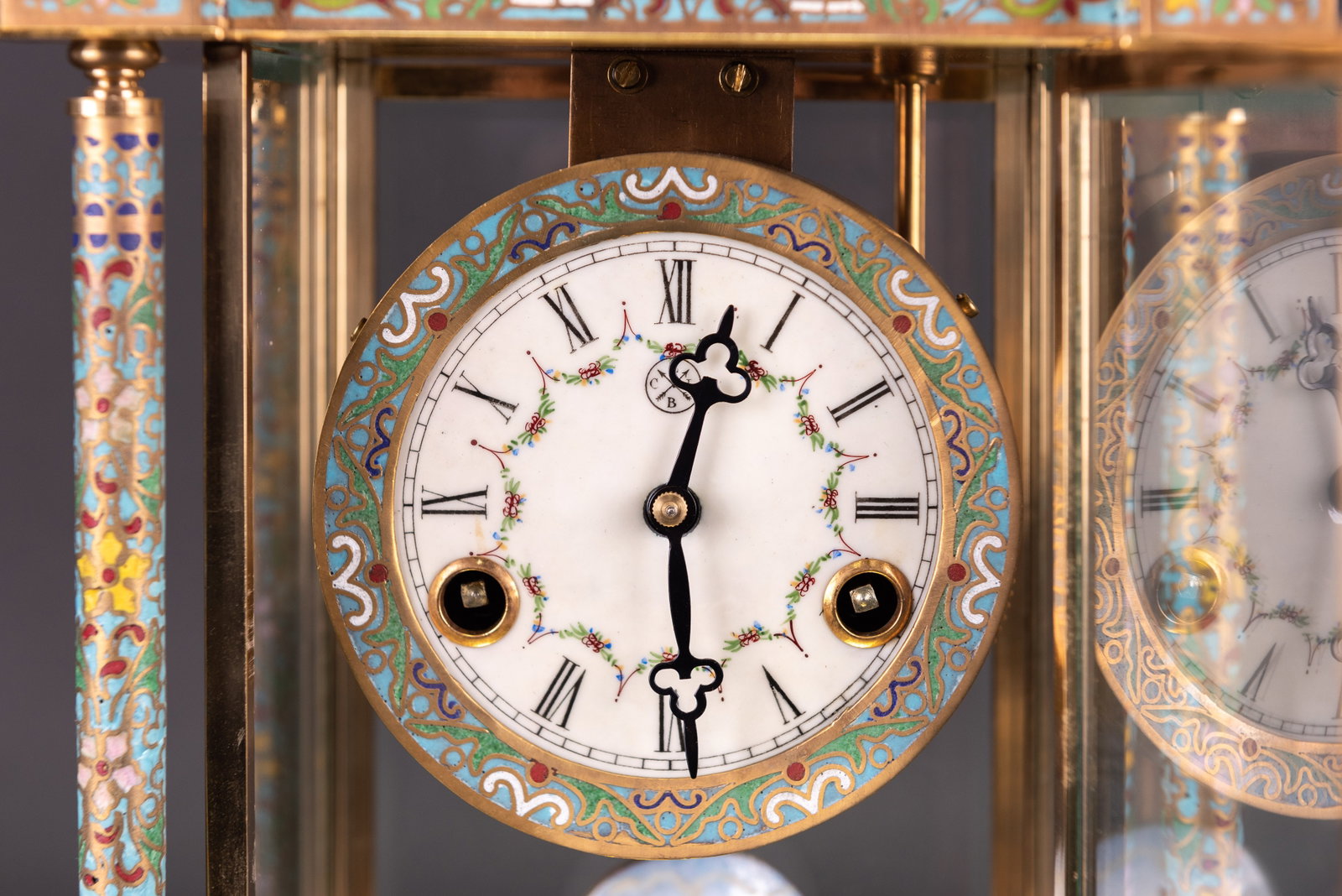 A CLOISONNE TABLE CLOCK - 7