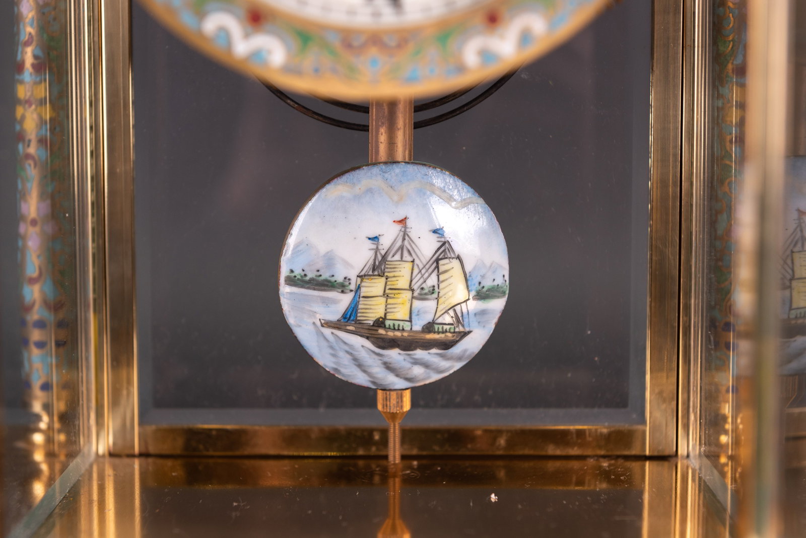 A CLOISONNE TABLE CLOCK - 8