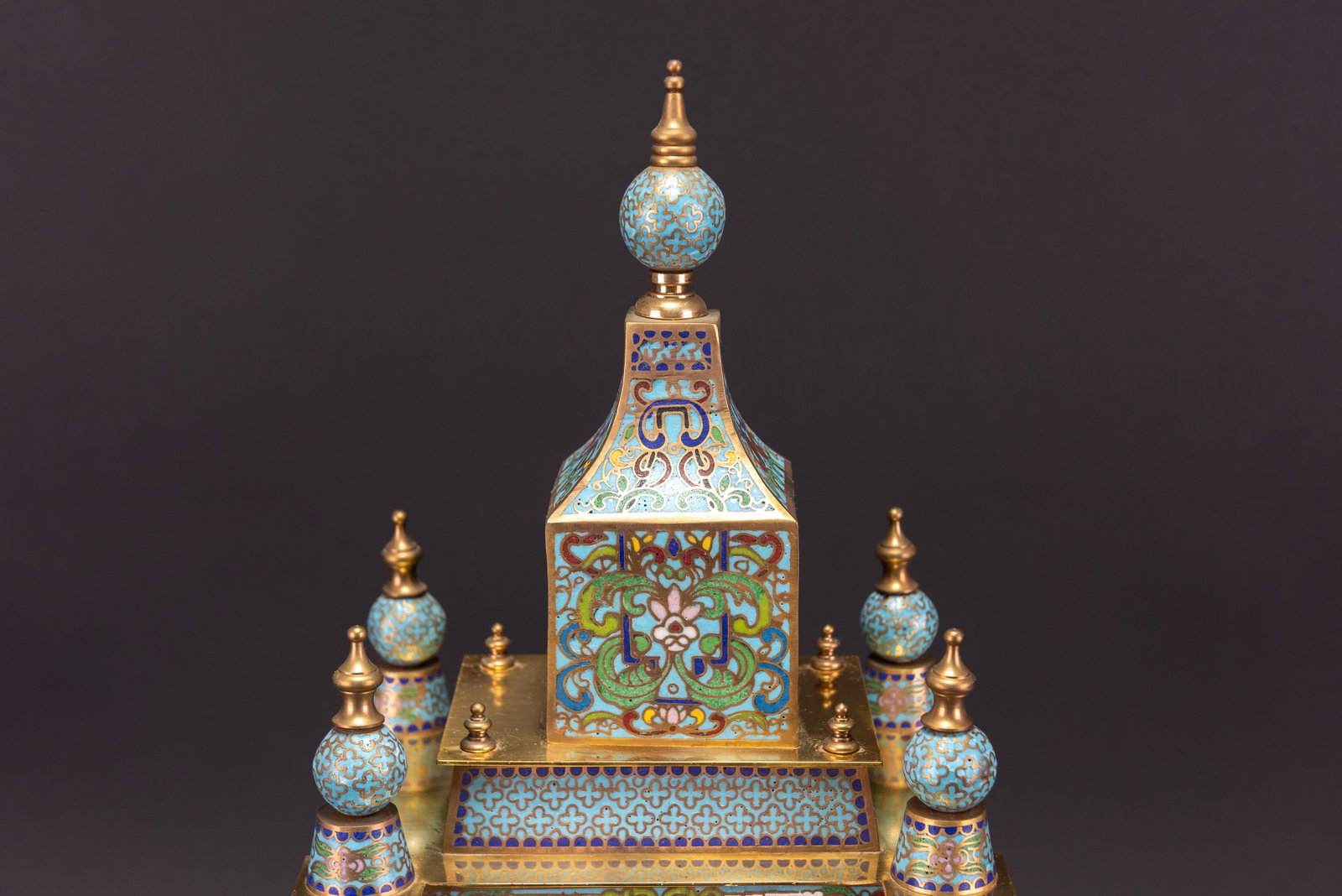 A CLOISONNE TABLE CLOCK - 9