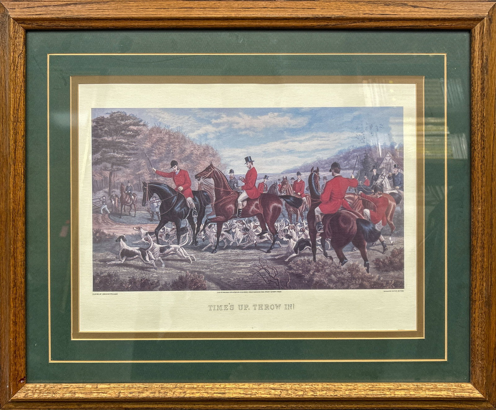 SHELDON WILLIAMS, AFTER, PRINT: After Sheldon Williams (1841-1880), "Time's Up. Throw In!" Lithograph, unsigned. Image: 7.87"h x 13.58"w (20 x 34.5 cm); Overall (With Frame): 18.5"h x 22.44"w (47 x 57 cm)