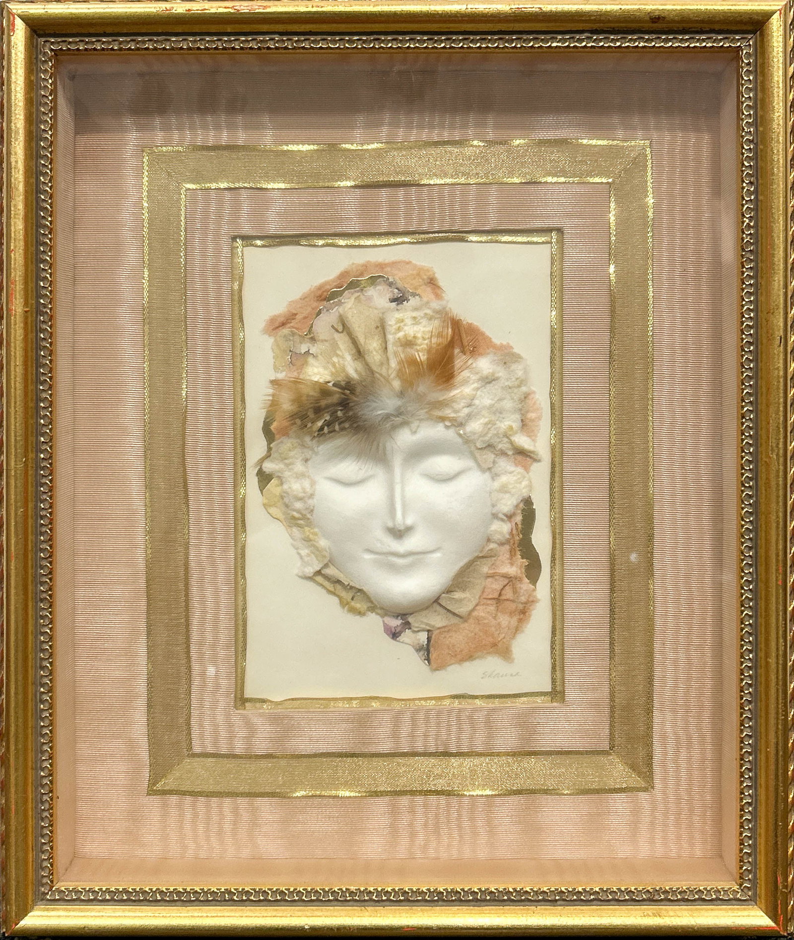 PORTRAIT, WORK ON PAPER: Portrait. Mixed media on paper, signed lower right. Overall (With Frame): 13.39"h x 11.22"w (34 x 28.5 cm)