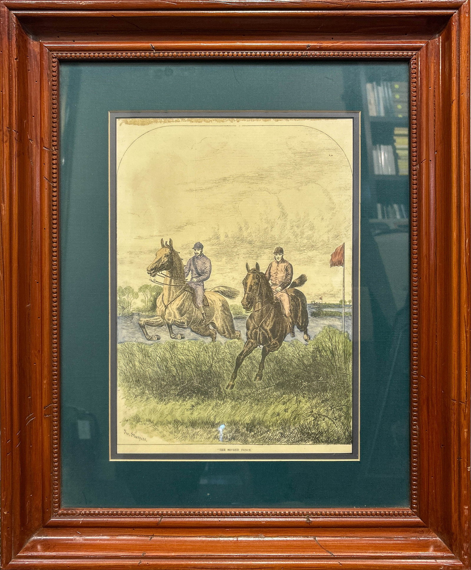 JULIUSZ KOSSAK, PRINT: Juliusz Kossak (Polish, 1824-1899), "The Second Fence." Lithograph. Image: 13.78"h x 9.45"w (35 x 24 cm); Overall (With Frame): 22.83"h x 18.9"w (58 x 48 cm)