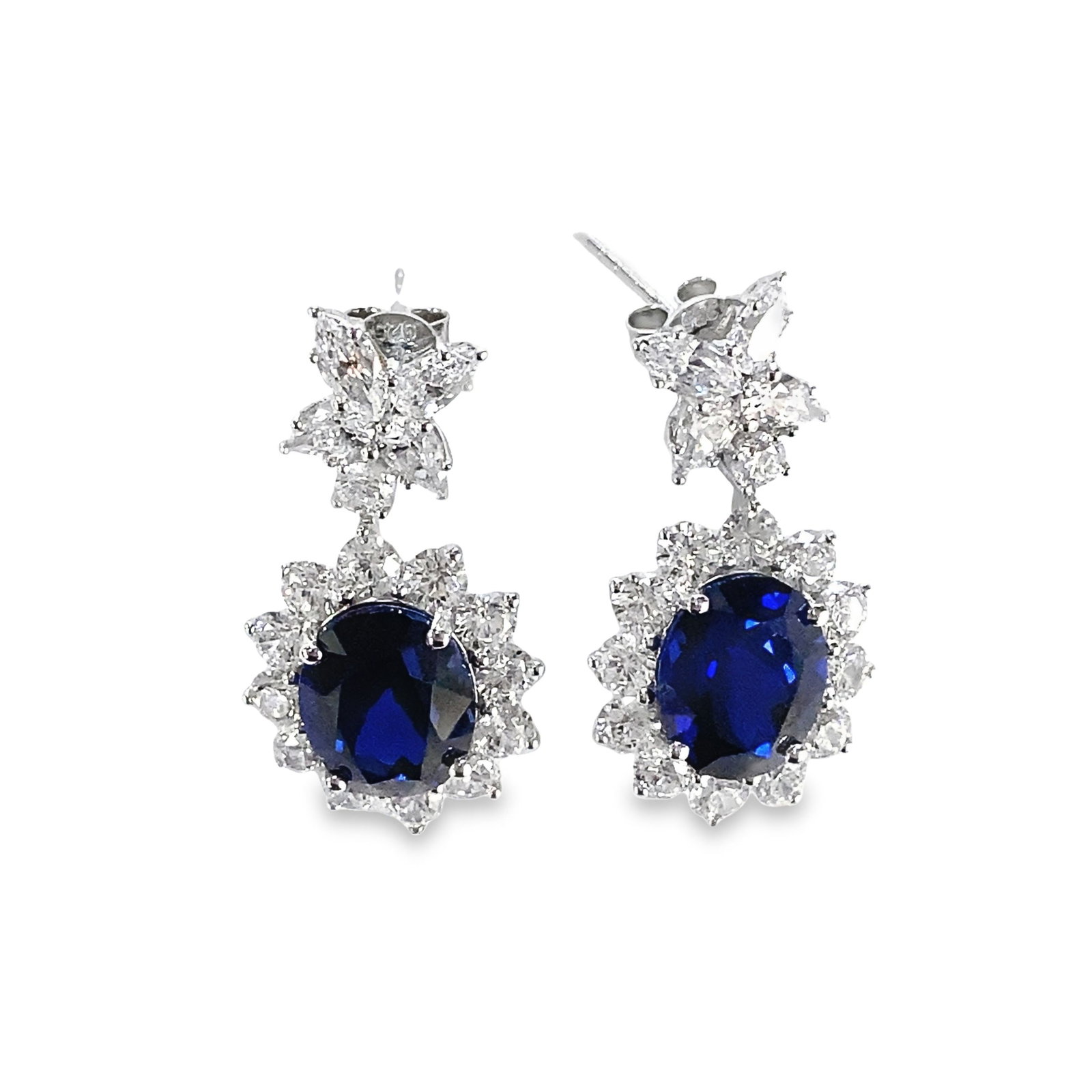 (LOT OF 2) PAIR OF BLUE GEMSTONE FASHION JEWELRY EARRINGS (1 of 4)