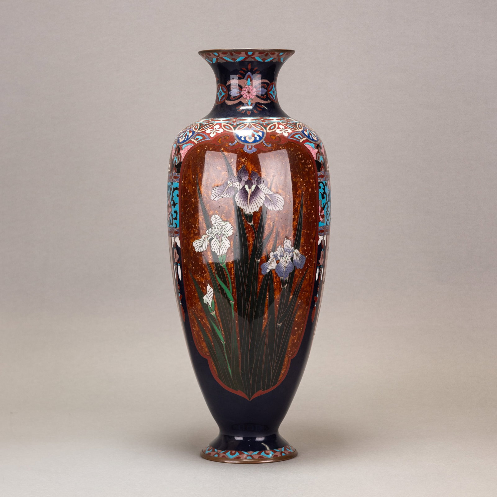 JAPANESE CLOISONNE VASE, MEIJI PERIOD: Japanese cloisonne vase, Meiji period. 24.02"h x 9.45"d (61 x 24 cm)
