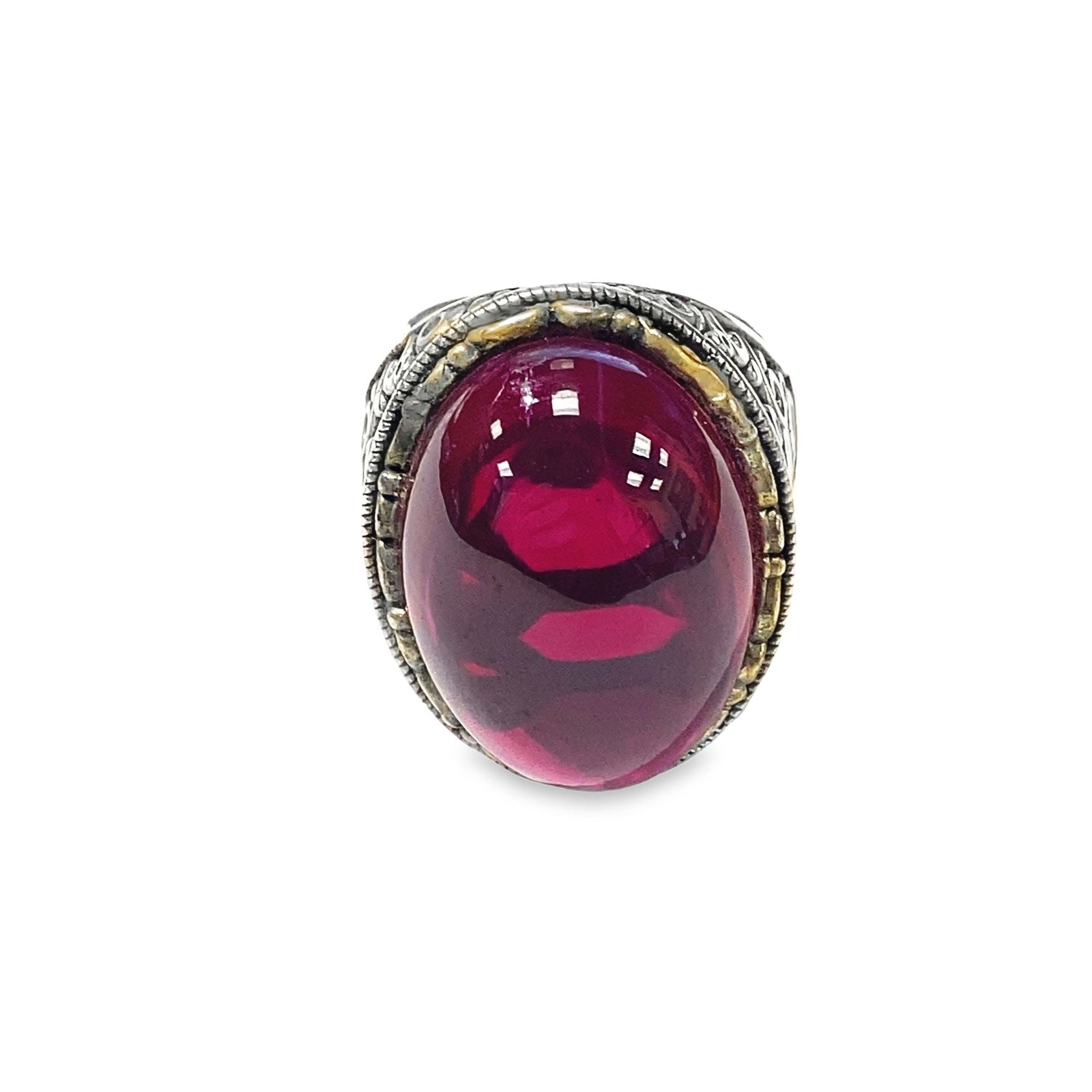 GEMSTONE AND STERLING SILVER RING - 2