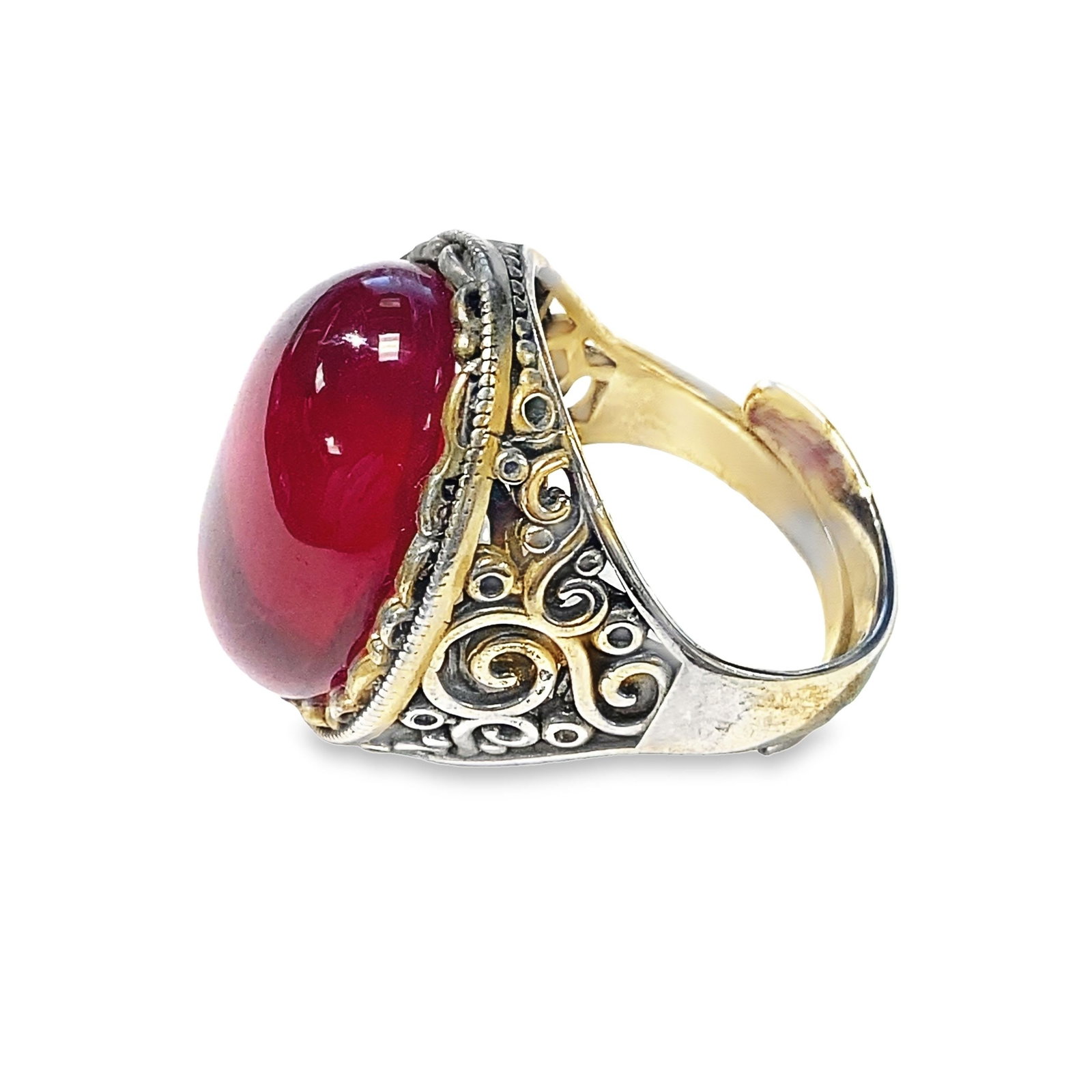 GEMSTONE AND STERLING SILVER RING - 3