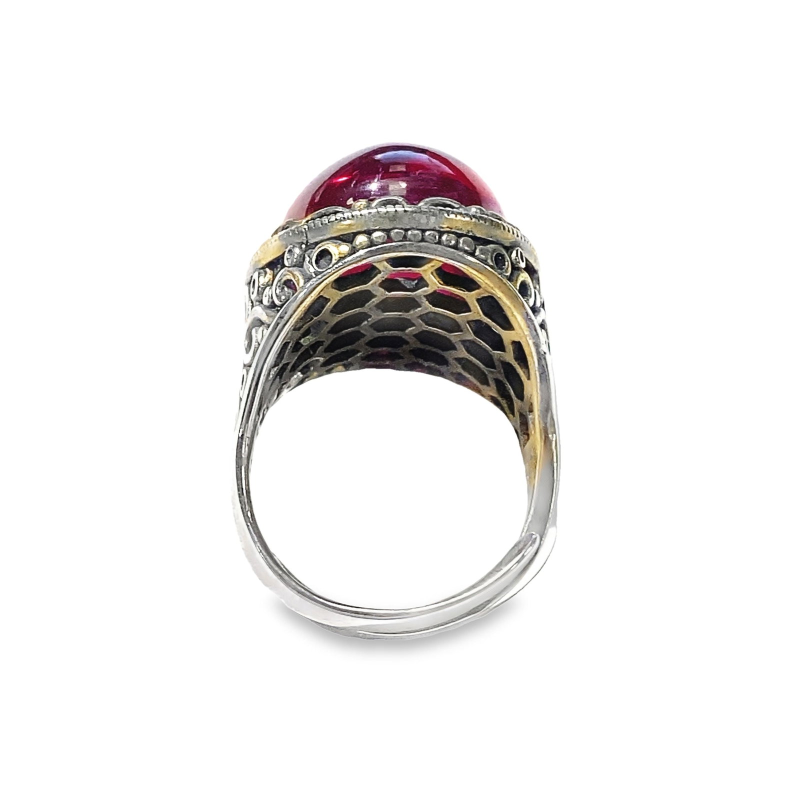 GEMSTONE AND STERLING SILVER RING - 4