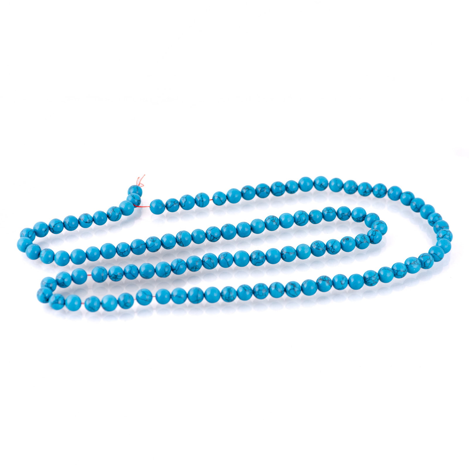 TURQUOISE PRAYER BEADS: Turquoise prayer bead necklace consisting of 108 beads. Overall: 57.87"l (147 cm); Beads: 108