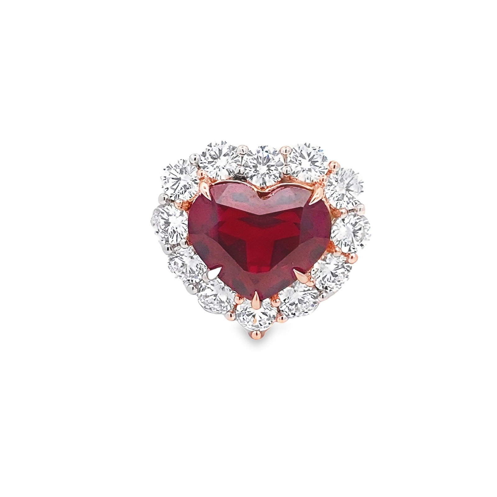 LAB RUBY, DIAMOND AND STERLING SILVER RING: Lab ruby, diamond and sterling silver ring. Size: 6 7.552 carats
