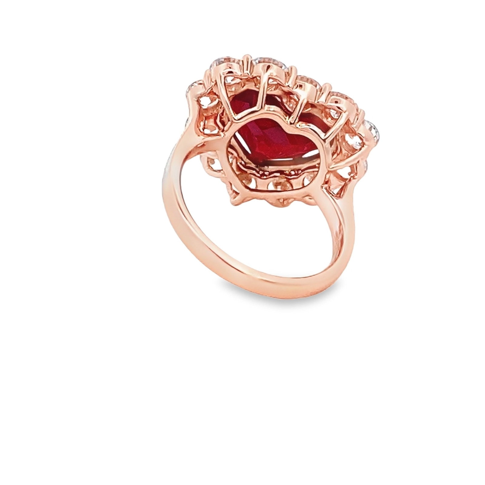 LAB RUBY, DIAMOND AND STERLING SILVER RING - 3
