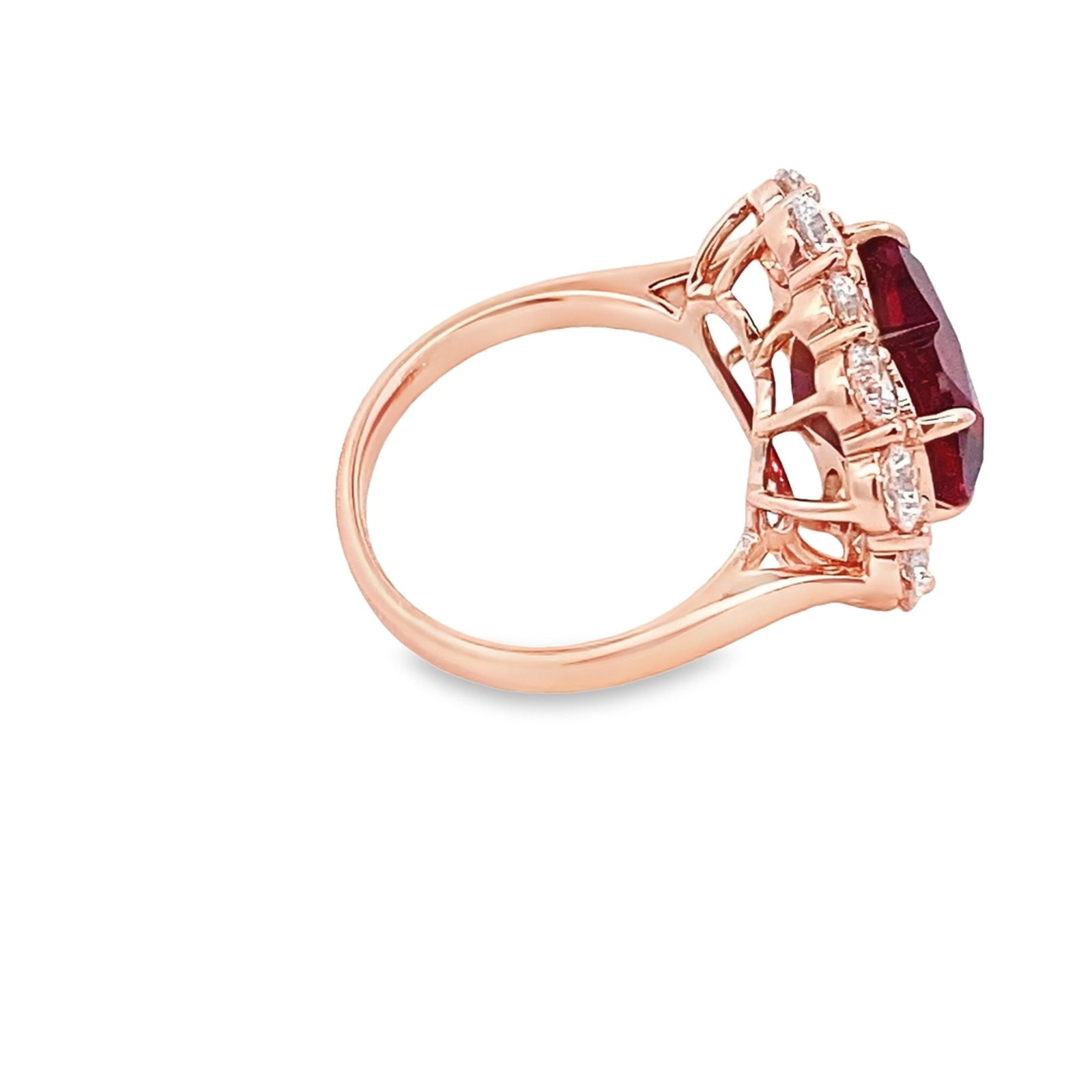 LAB RUBY, DIAMOND AND STERLING SILVER RING - 4