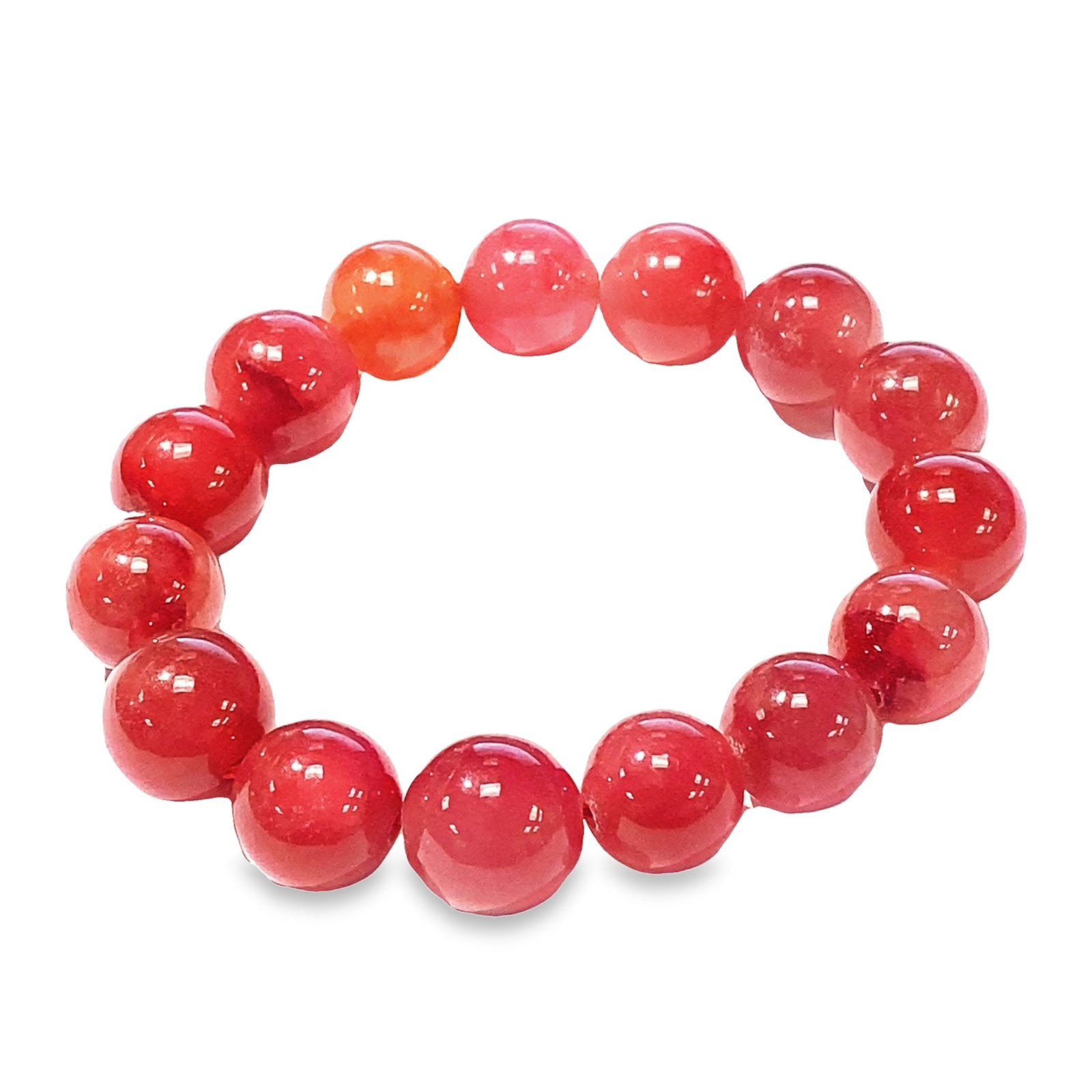 JADEITE BRACELET: Jadeite bracelet. 0.55"d (1.4 cm) (x15 beads)