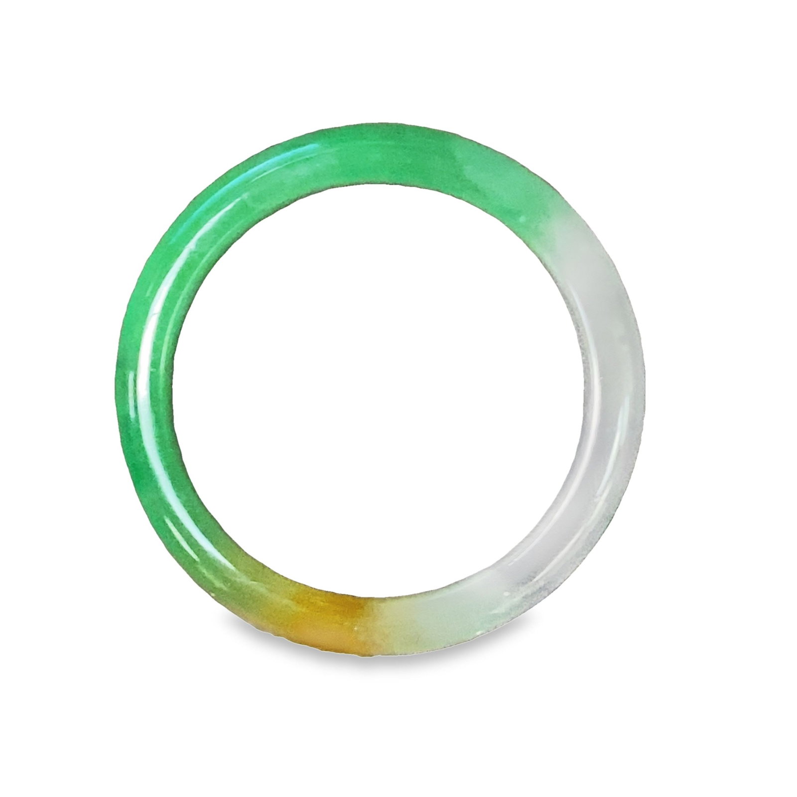 JADEITE BANGLE BRACELET: Jadeite bangle bracelet. 2.24"d (5.7 cm) - 2.83"d (7.2 cm)