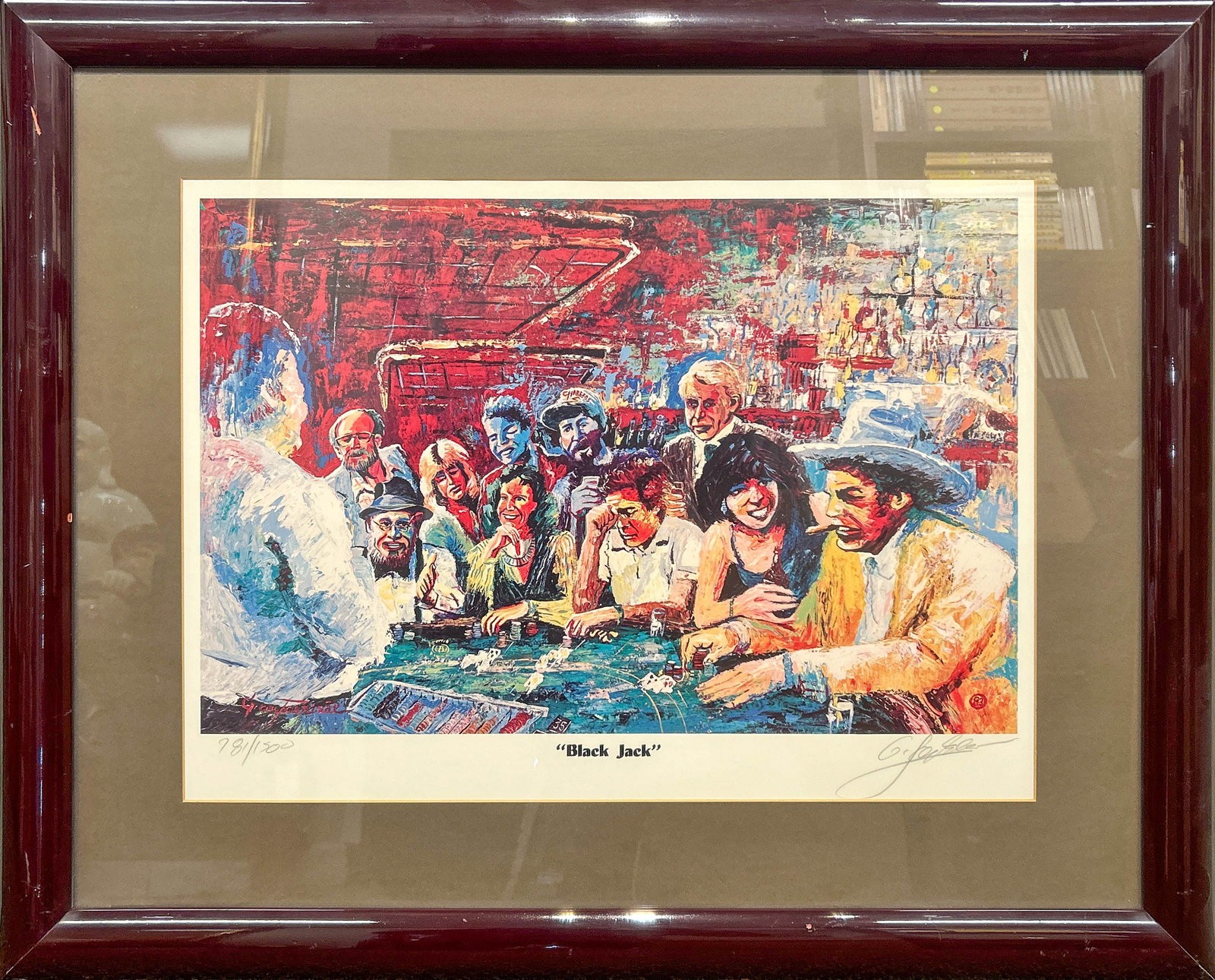 YANKEL GINZBURG, PRINT: Yankel Ginzburg, "Black Jack." Lithograph, signed lower right, edition 781/1500. Image: 13.78"h x 20.87"w (35 x 53 cm); Overall (with frame): 25.39"h x 31.3"w (64.5 x 79.5 cm)