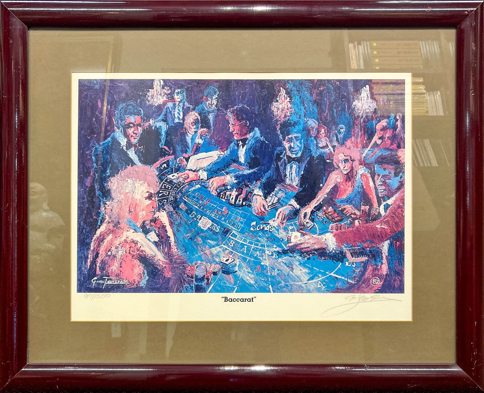 YANKEL GINZBURG, PRINT: Yankel Ginzburg, "Baccarat." Lithograph, signed lower right, edition 917/1500. Image: 13.78"h x 20.87"w (35 x 53 cm); Overall (with frame): 25.39"h x 31.3"w (64.5 x 79.5 cm)