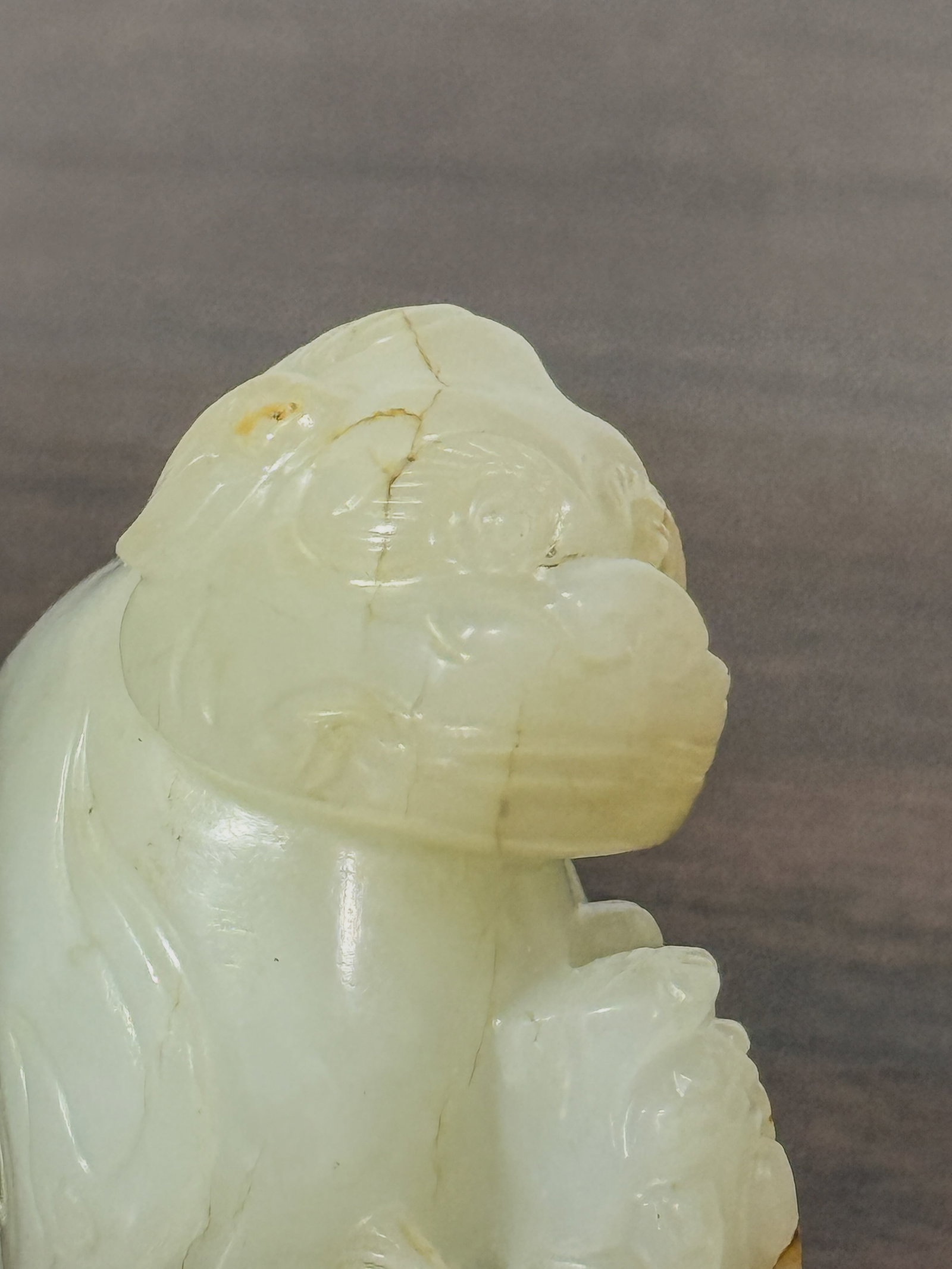 CHINESE CELADON JADE FOO LION GROUP - 12