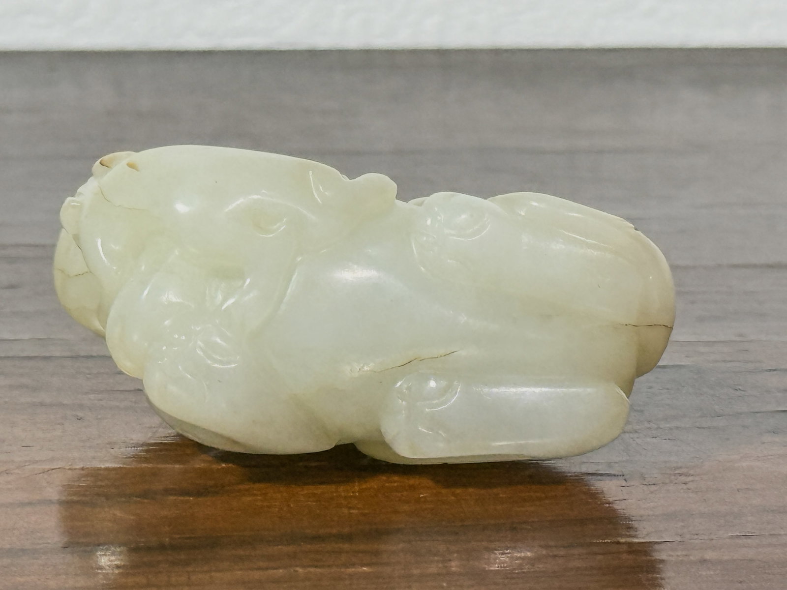 CHINESE CELADON JADE FOO LION GROUP - 13